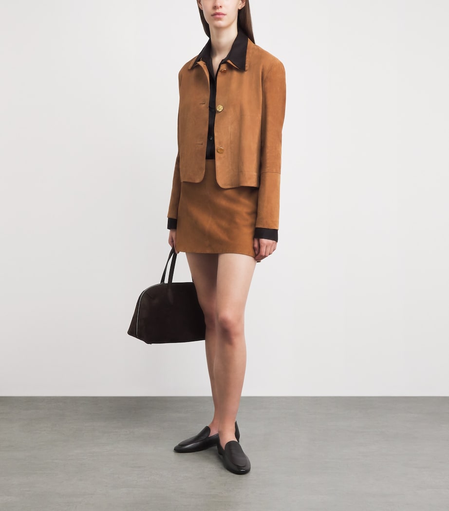Arma Womens Lamb Suede Melody Mini Skirt Whiskey Image 2