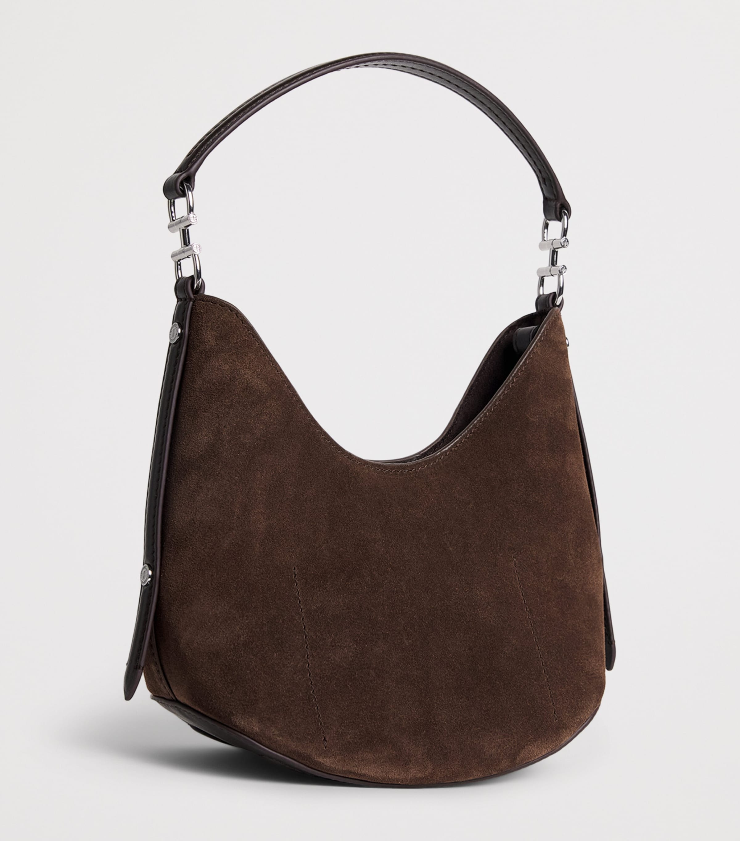 Harrods Small Suede Penny Shoulder Bag Brown Image 4