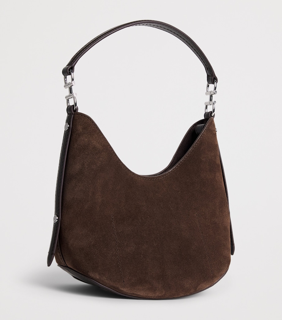 Harrods Small Suede Penny Shoulder Bag Brown Image 4