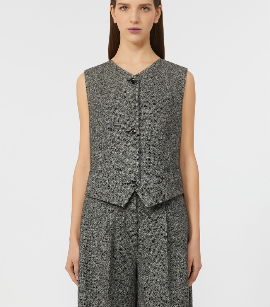 Wool-Silk Tweed Waistcoat WHITE BLACK Image 2
