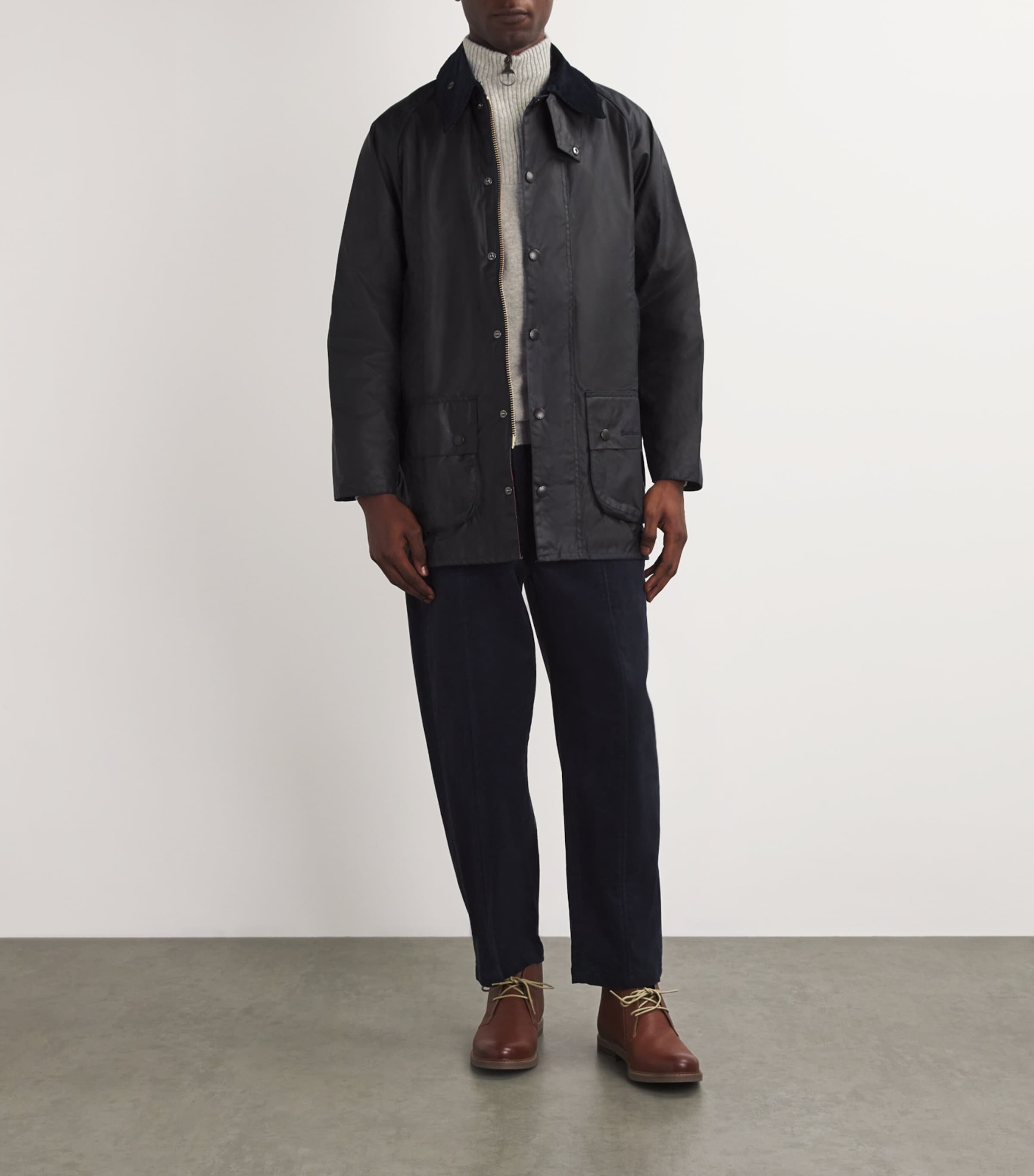 Barbour Mens Wool Half-Zip Sweater Lt Grey Marl Image 3