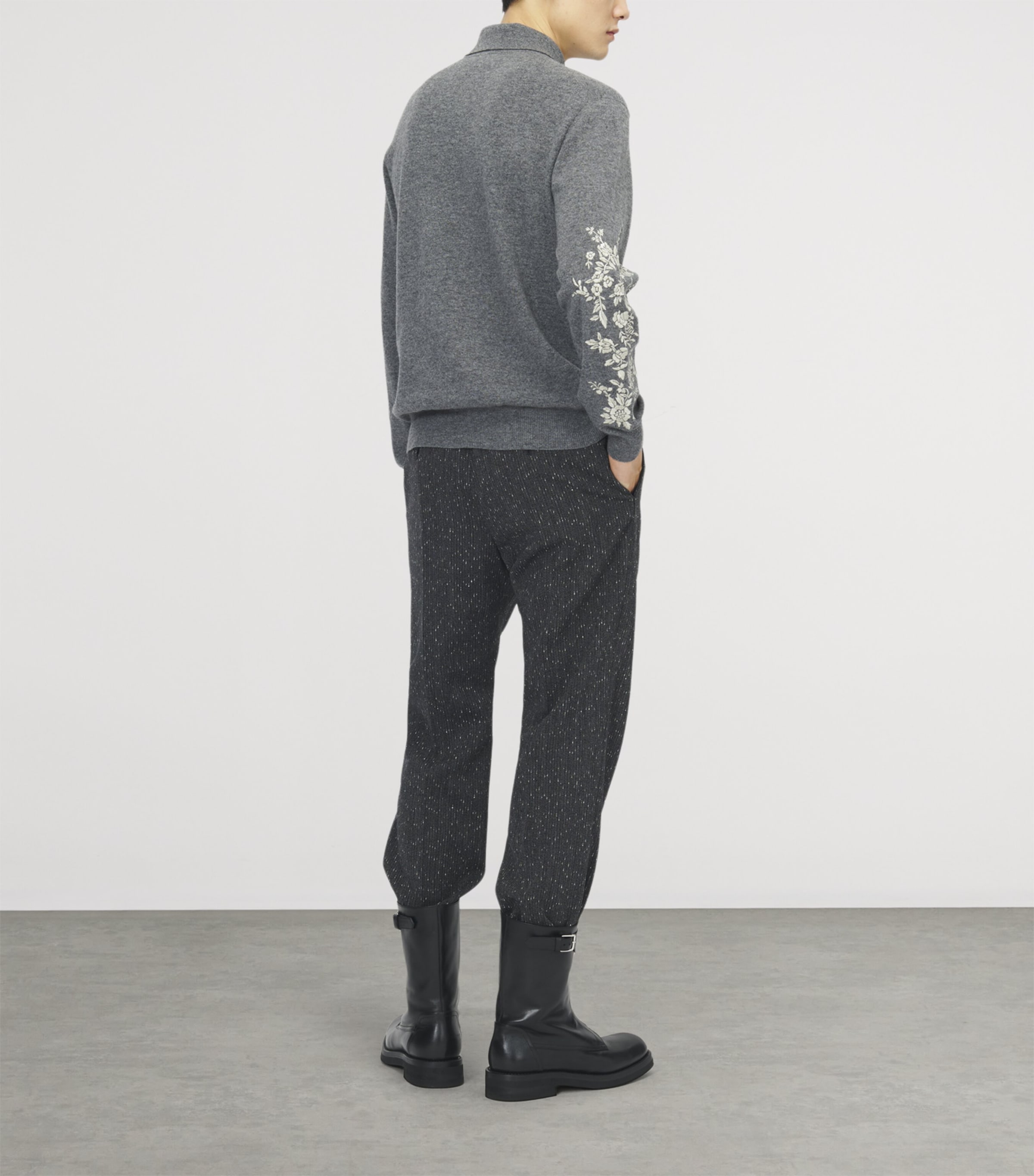 McQueen Mens Wool Embroidered Polo Sweater Image 3