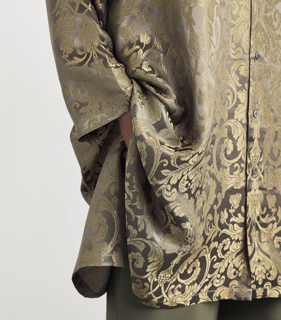 Metallic Jacquard Longline Shirt OLIVDARK Image 4