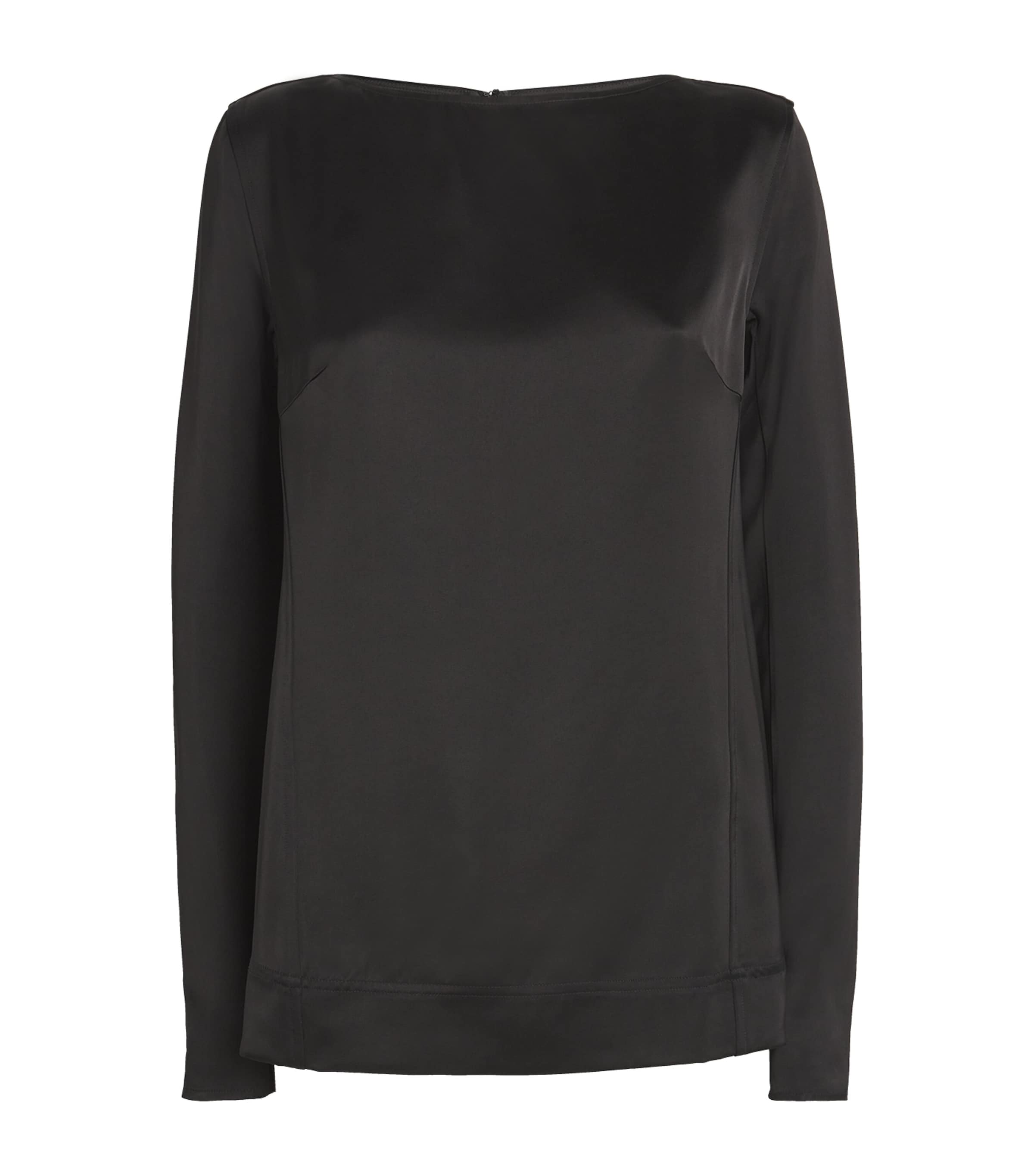 Totême Satin Boat-neck Blouse In Black