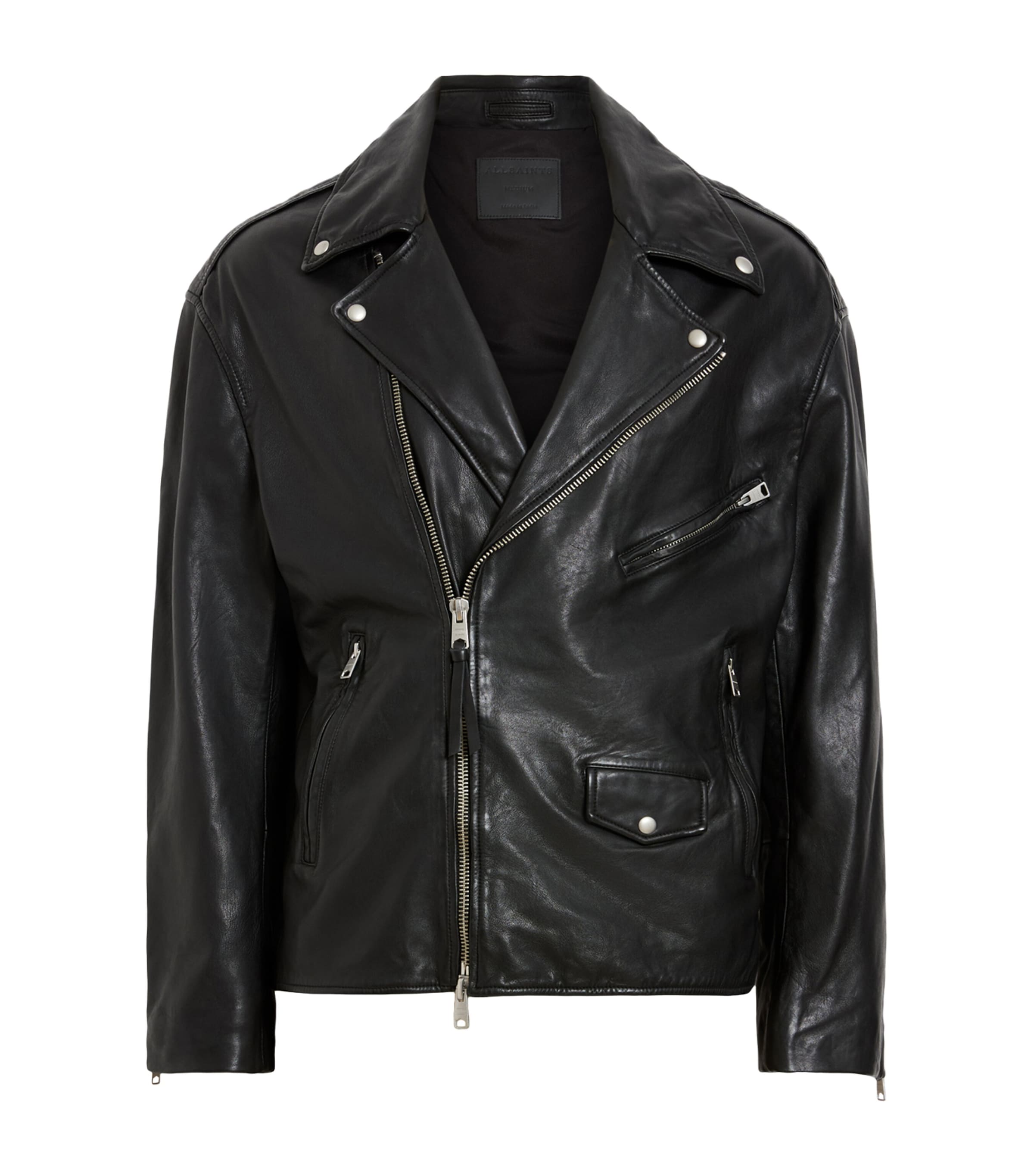 Allsaints Leather Bradford Biker Jacket In Black