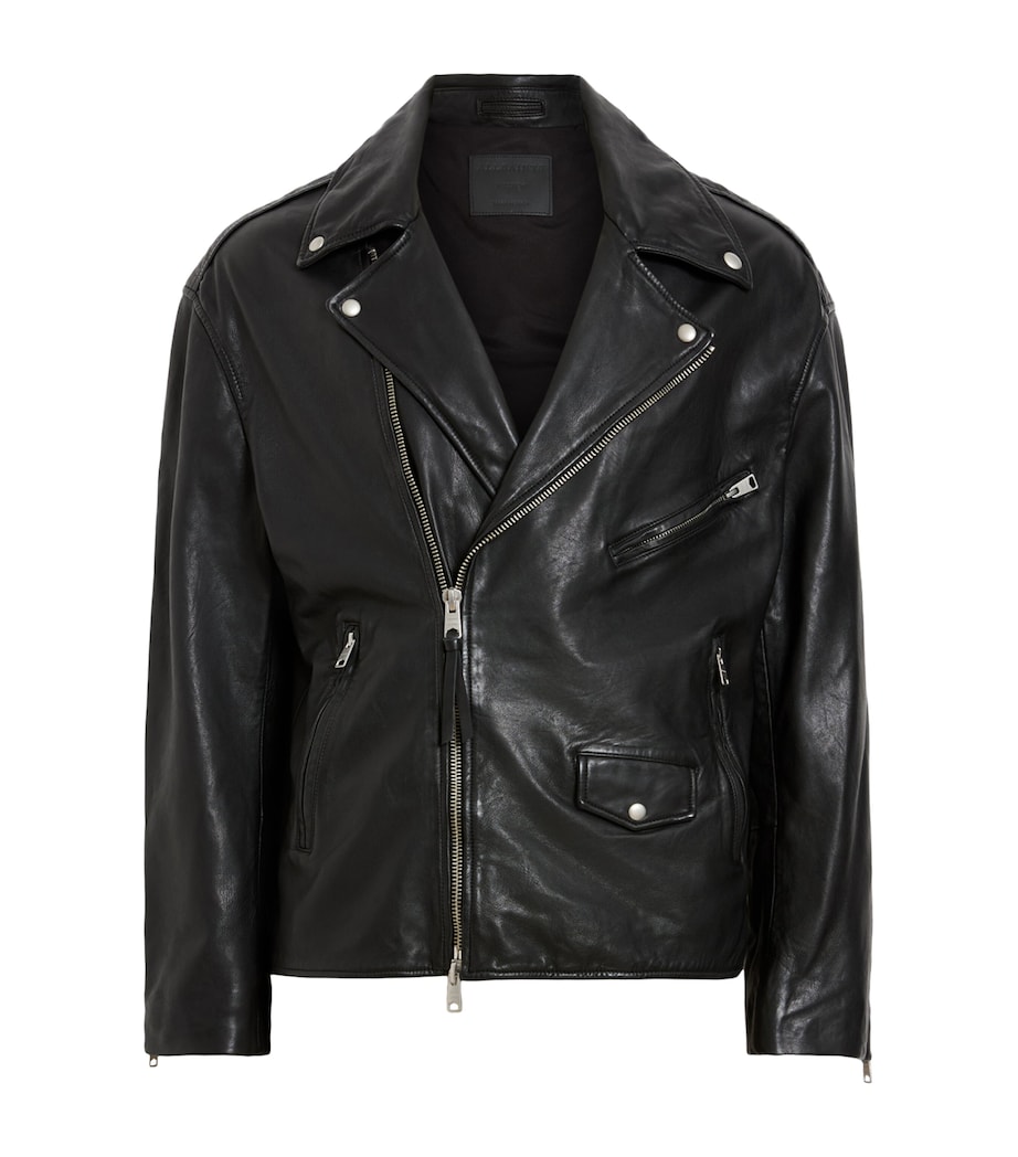 Leather Bradford Biker Jacket BLACK Image 1