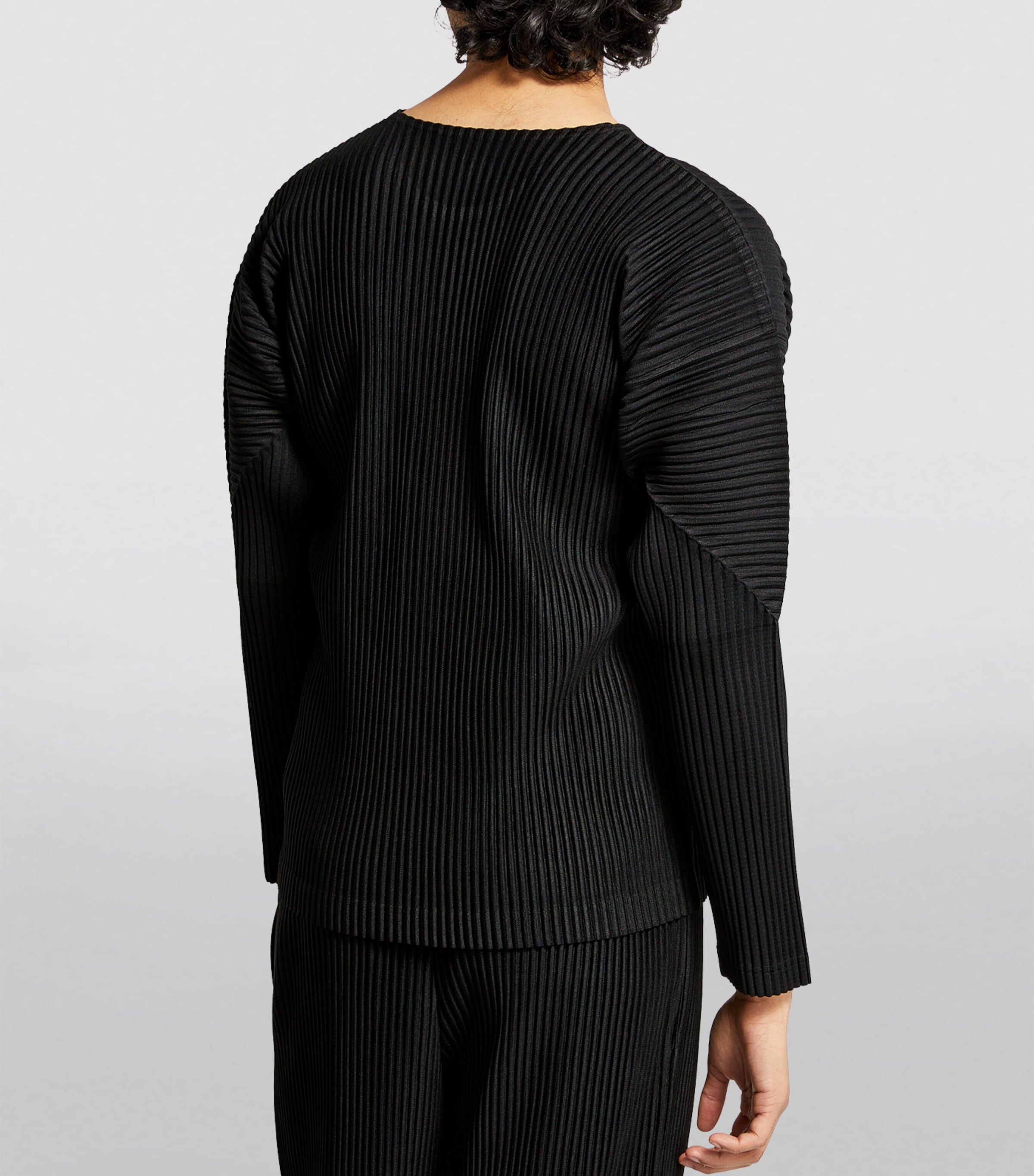 Homme Plissé Issey Miyake Mens Pleated Long-Sleeved Top Black Image 4