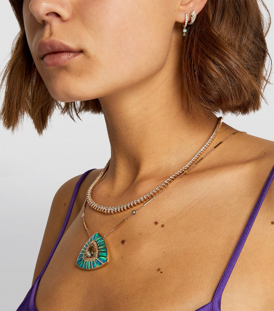 Jacquie Aiche Yellow Gold, Diamond and Emerald Mini Hoop Single Earring Yellow Gold Image 4