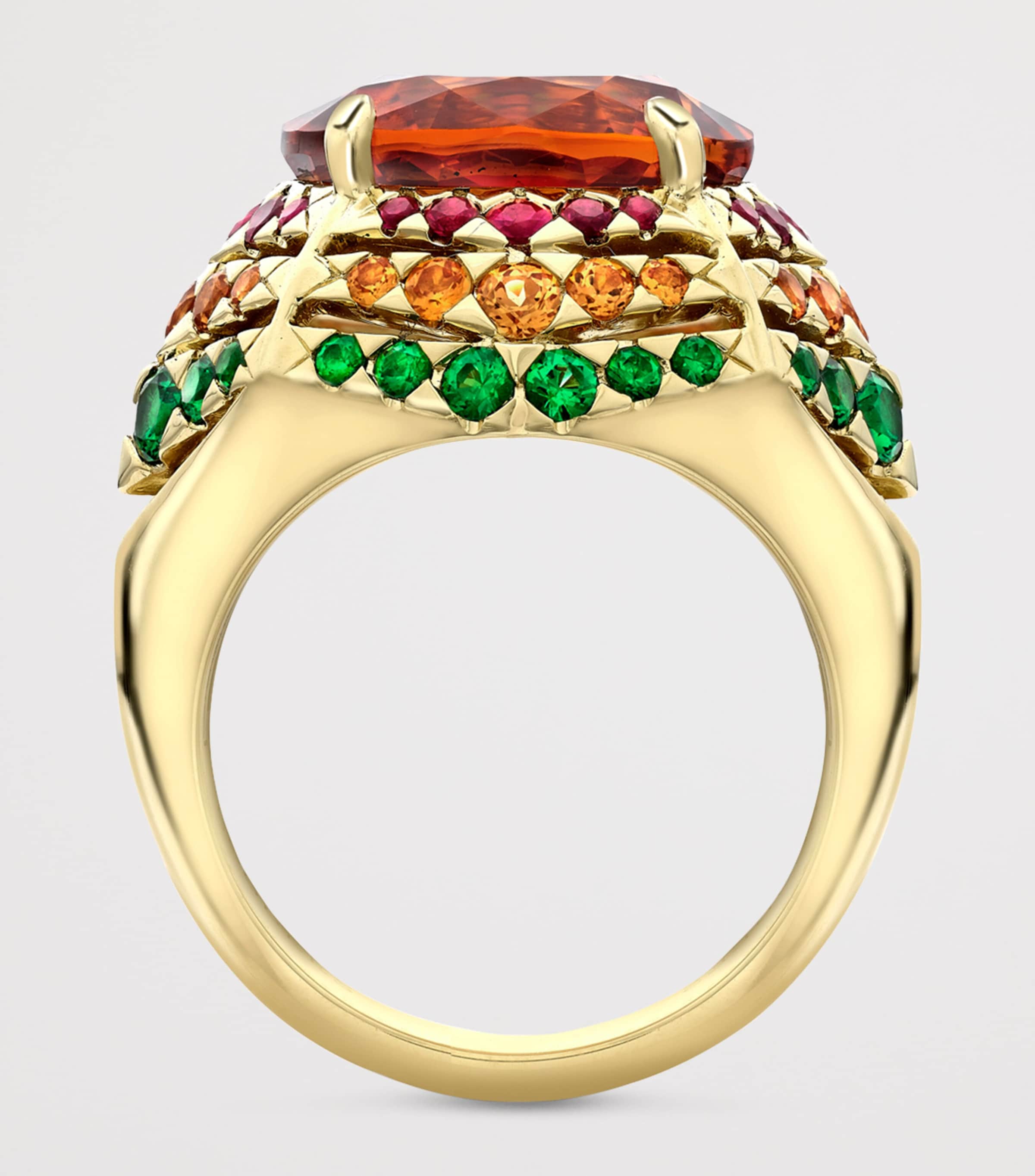 Yellow Gold, Garnet, Tsavorite and Ruby Masai Mara Inside Africa Ring YELLOW GOLD Image 4