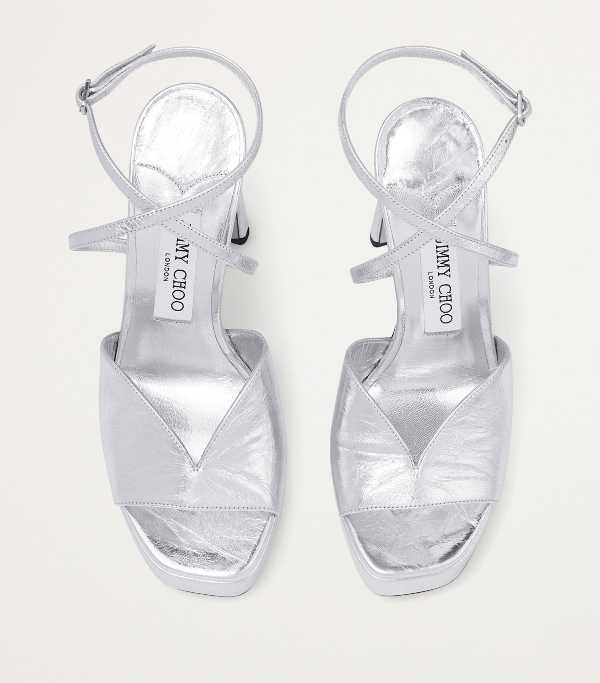 Karli 125 Metallic Lambskin Platform Sandals SILVER Image 2