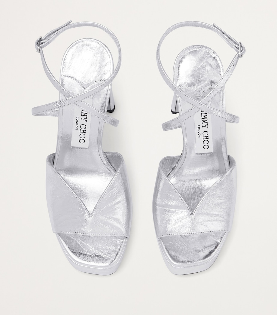 Karli 125 Metallic Lambskin Platform Sandals SILVER Image 2