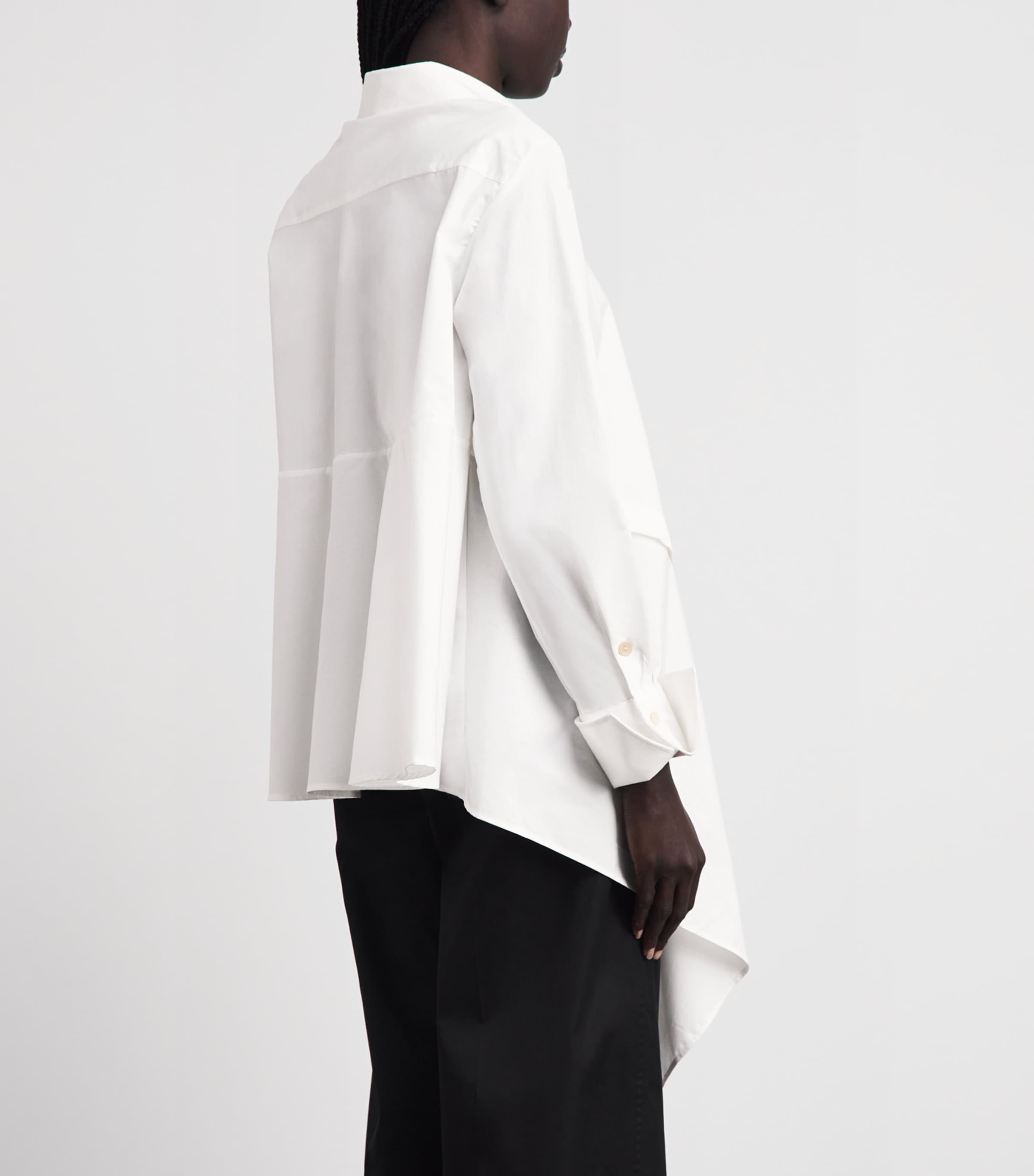 Palmer//Harding Womens Cotton Deconstructed Asymmetric Sonder Shirt Wht Whte Cttn Poplin Image 5