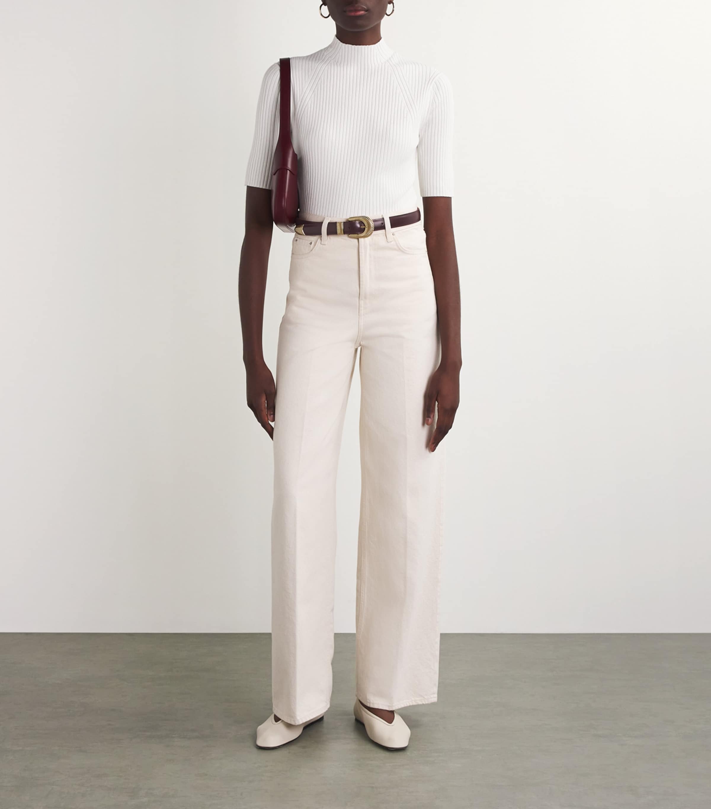 Leather Tooled Buckle Belt BORDEAUX Image 5