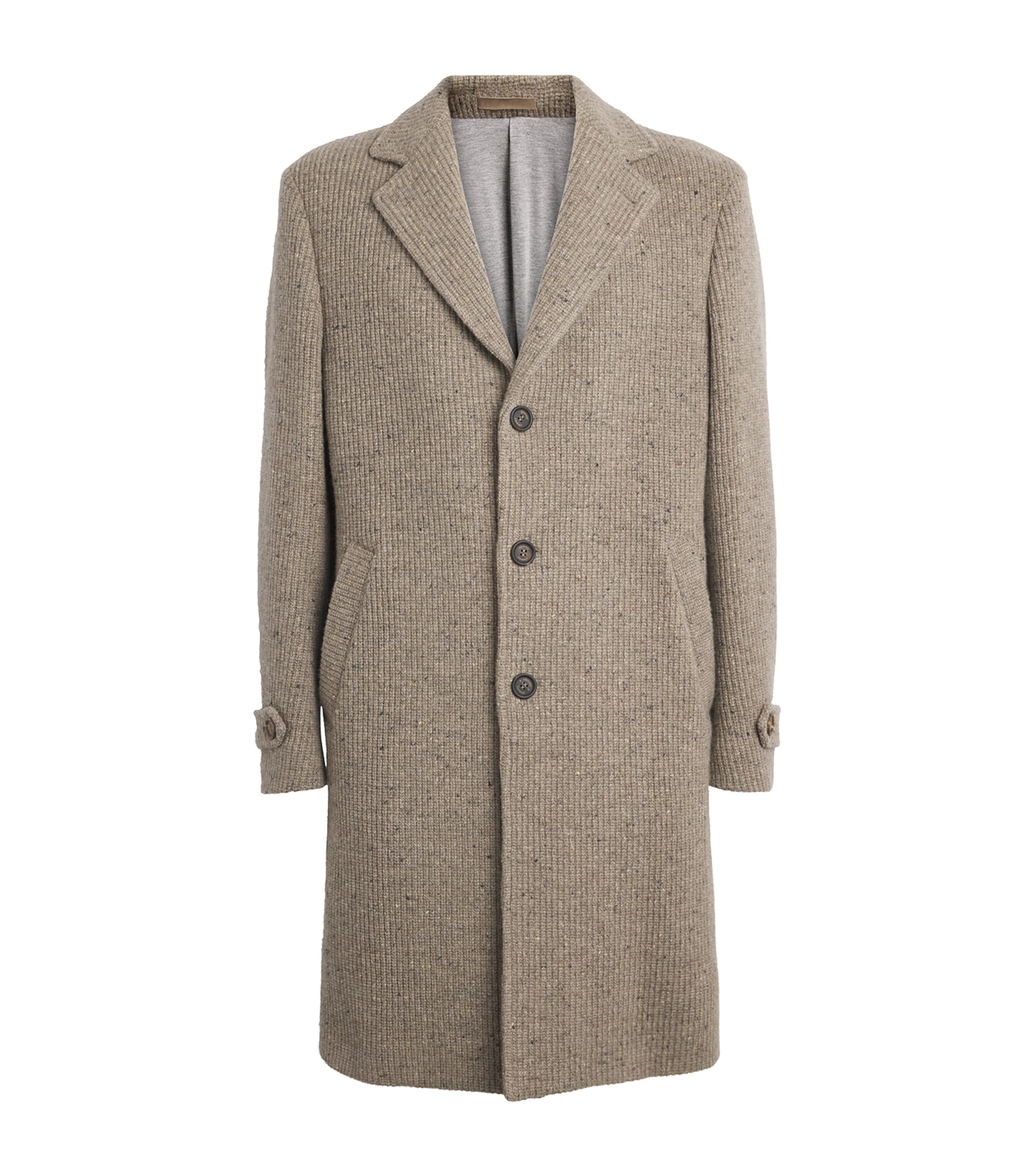 Eleventy Wool-blend Knitted Coat In Gray