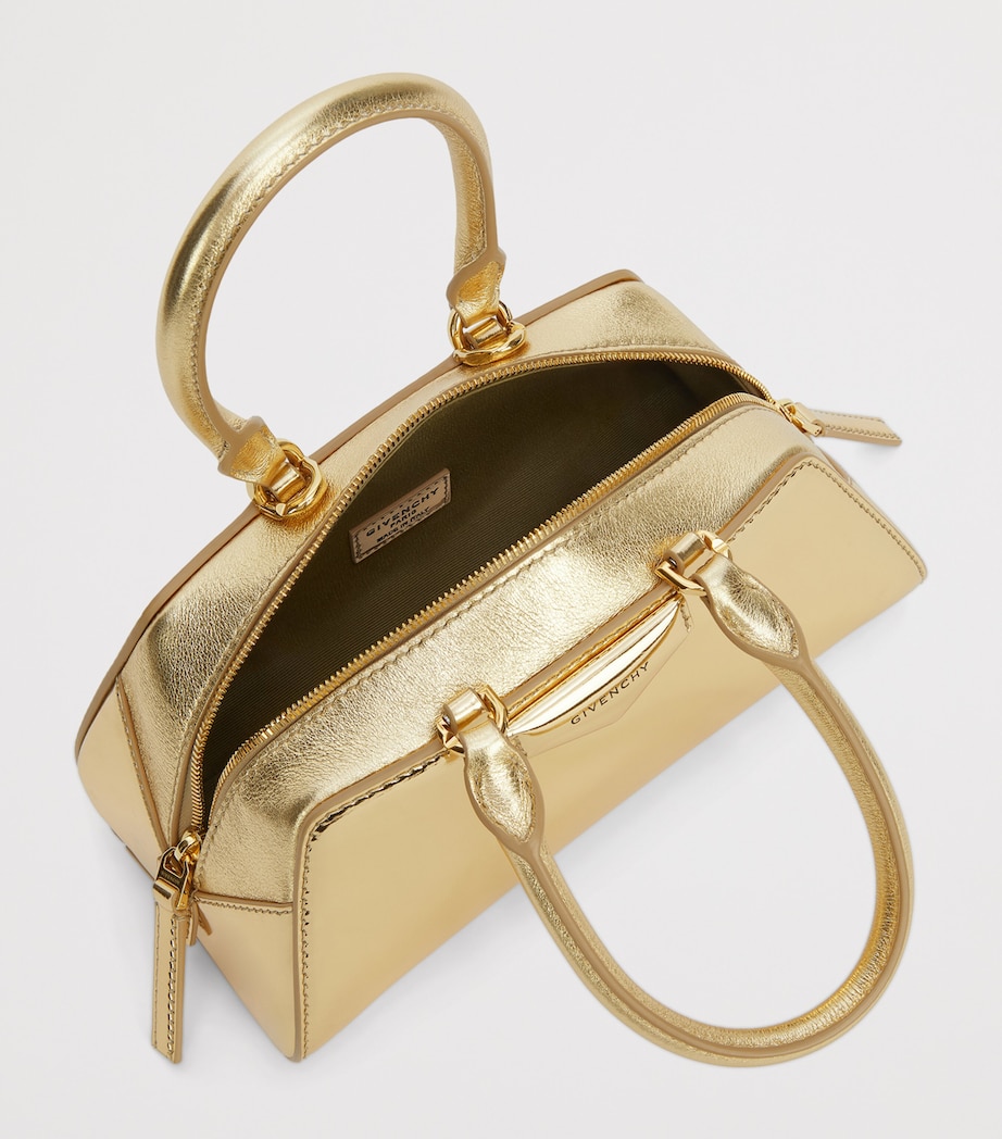 Mini Leather Antigona East West Top-Handle Bag GOLDEN Image 5