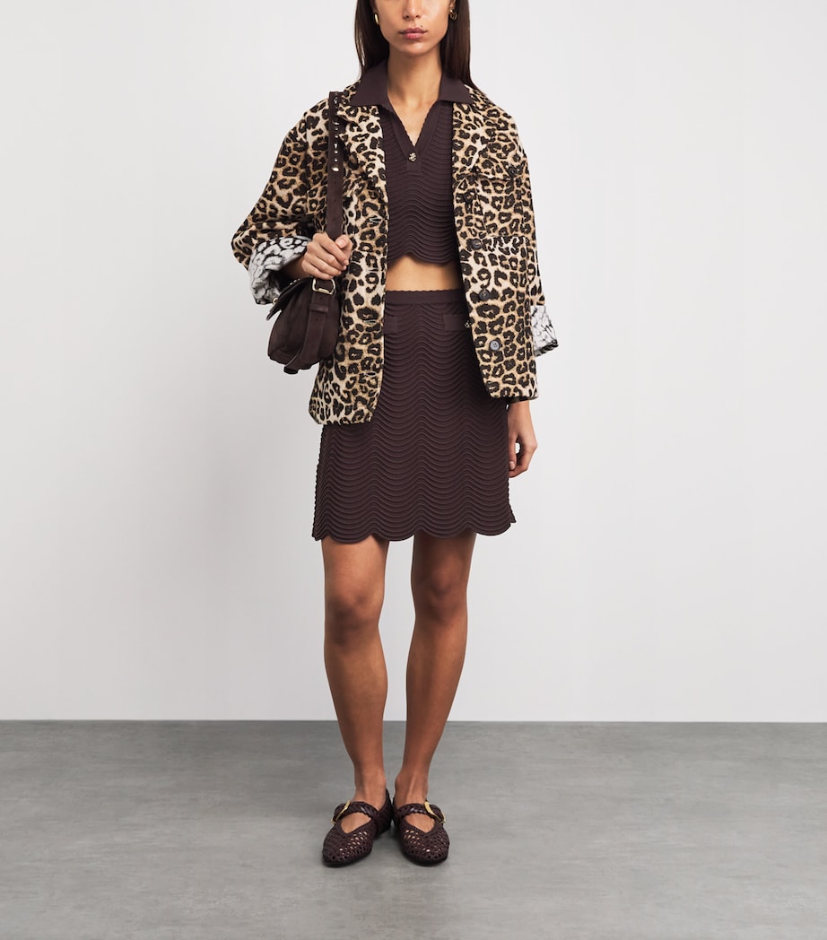 Sandro Paris Womens Knitted Mini Skirt Brown Image 2