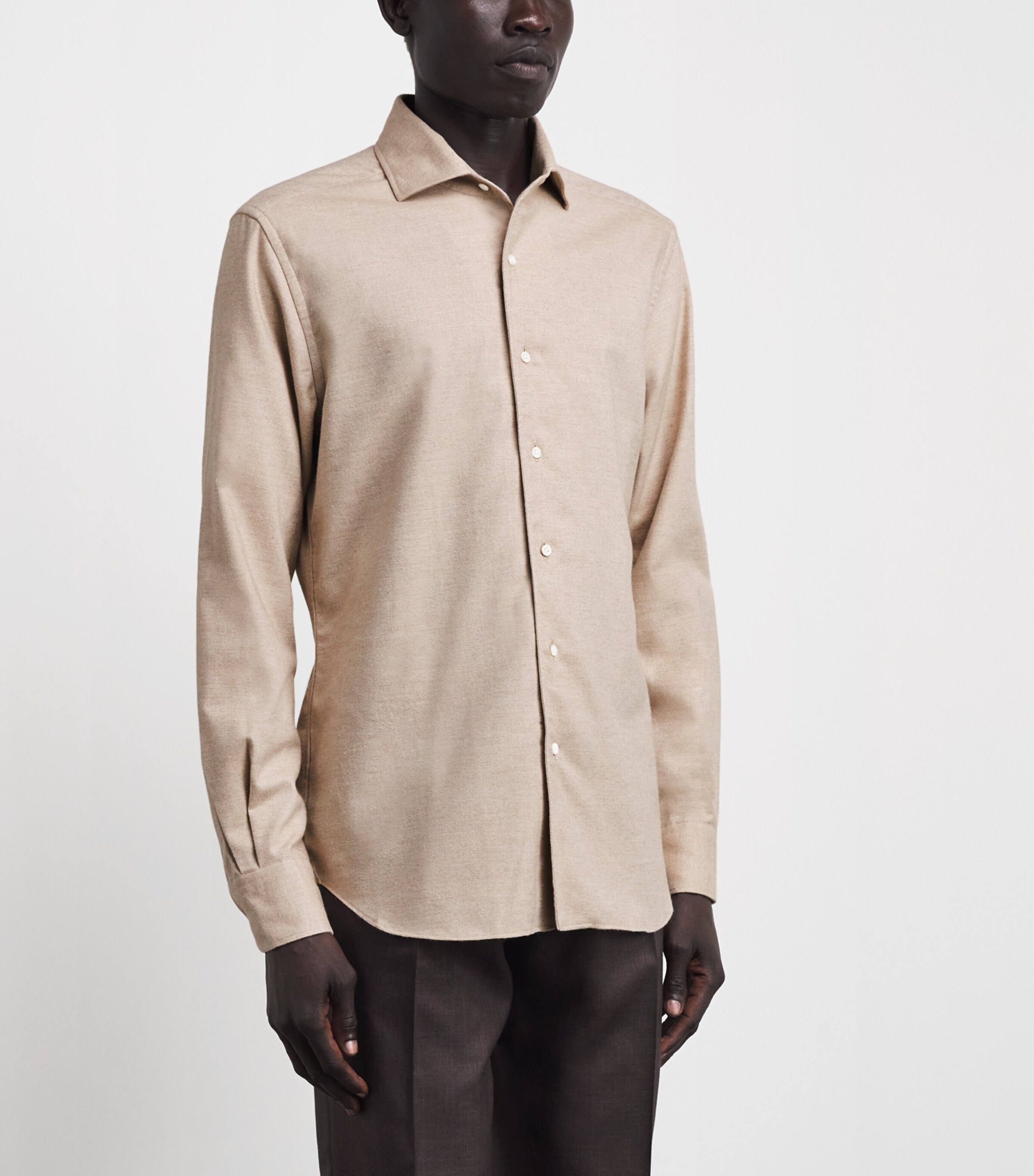 Corneliani Mens Cotton-Cashmere Shirt Natural / Beige Image 4