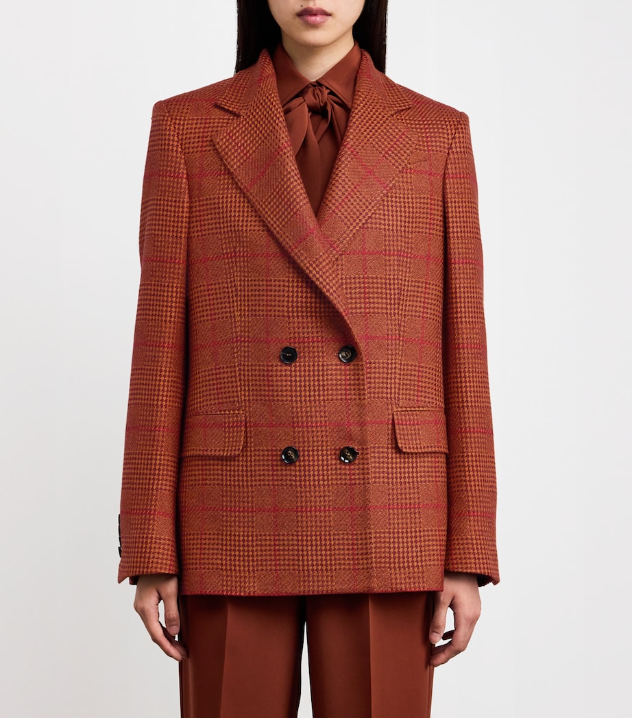 Silk-Cashmere Double-Breasted Blazer BRICK/BLACK Image 3