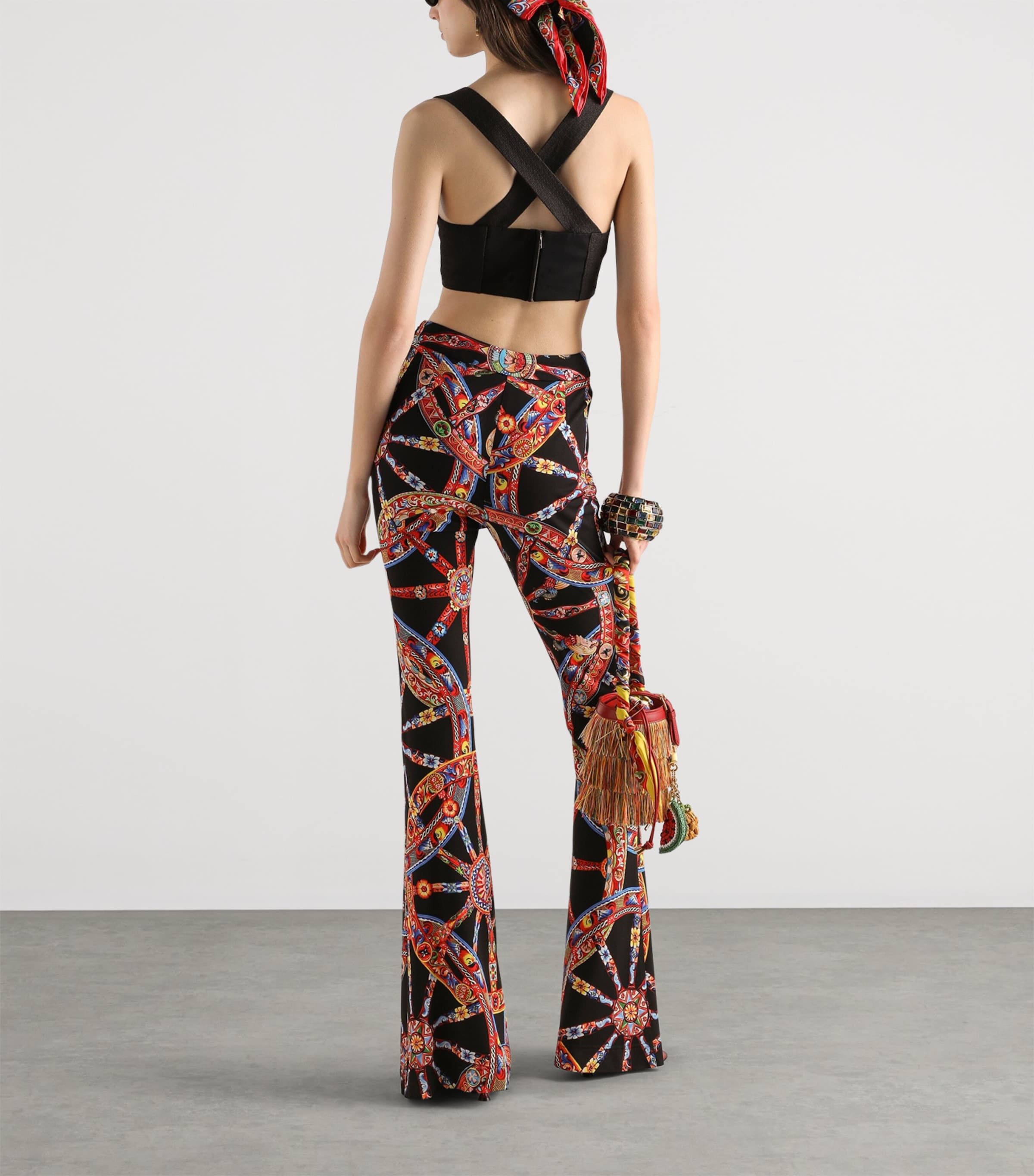 Dolce&Gabbana Womens Appliqué Bustier Top Black Image 3