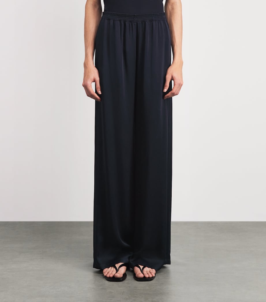 Fabiana Filippi Womens Crepe Wide-Leg Trousers Blu Notte Image 4