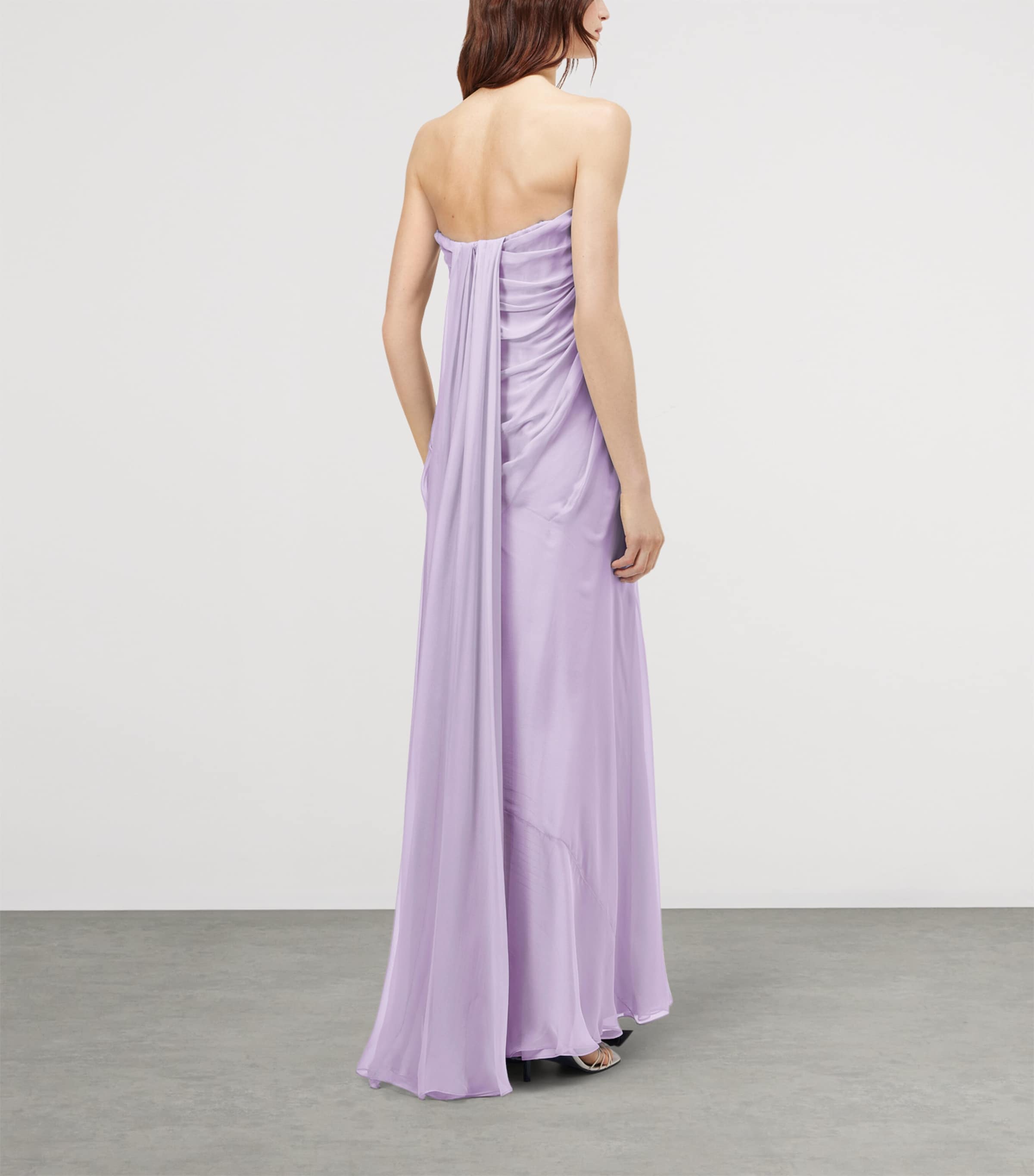 McQueen Womens Silk Pleated Strapless Gown Image 3