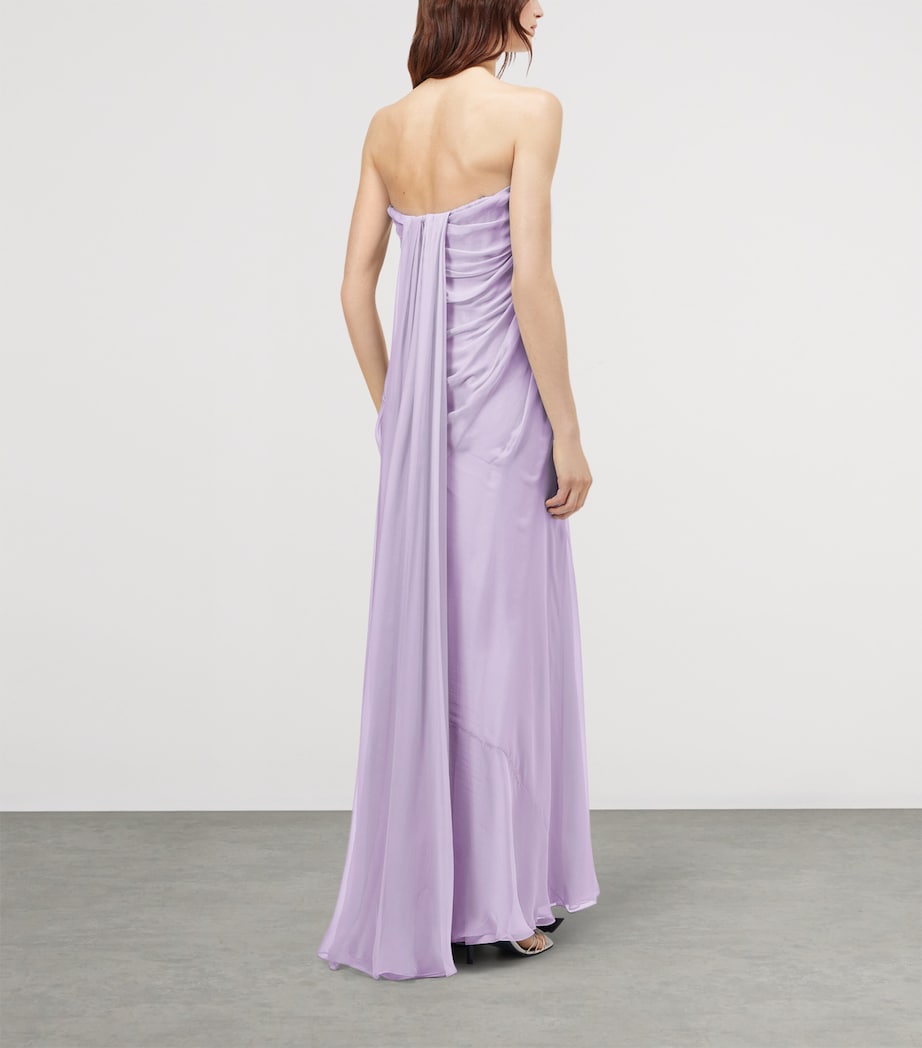 McQueen Womens Silk Pleated Strapless Gown Image 3