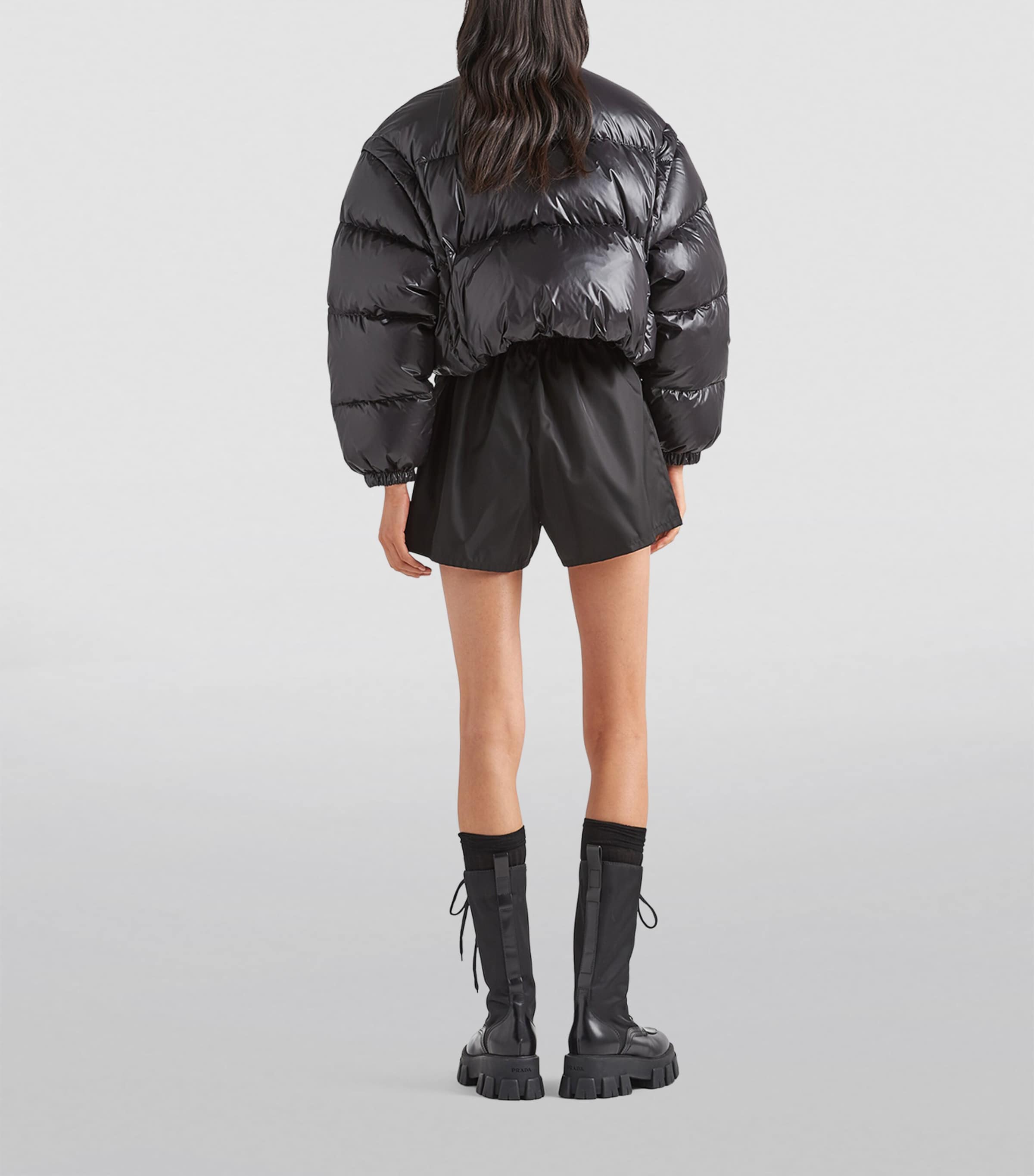 Prada puffer jacket with fur hotsell