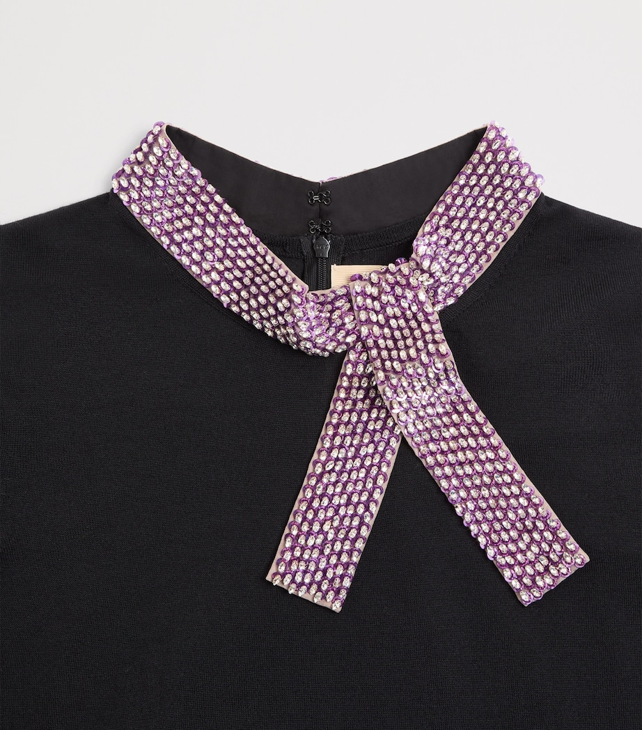 Valentino Womens Virgin Wool Embellished Neck Sweater Image 7