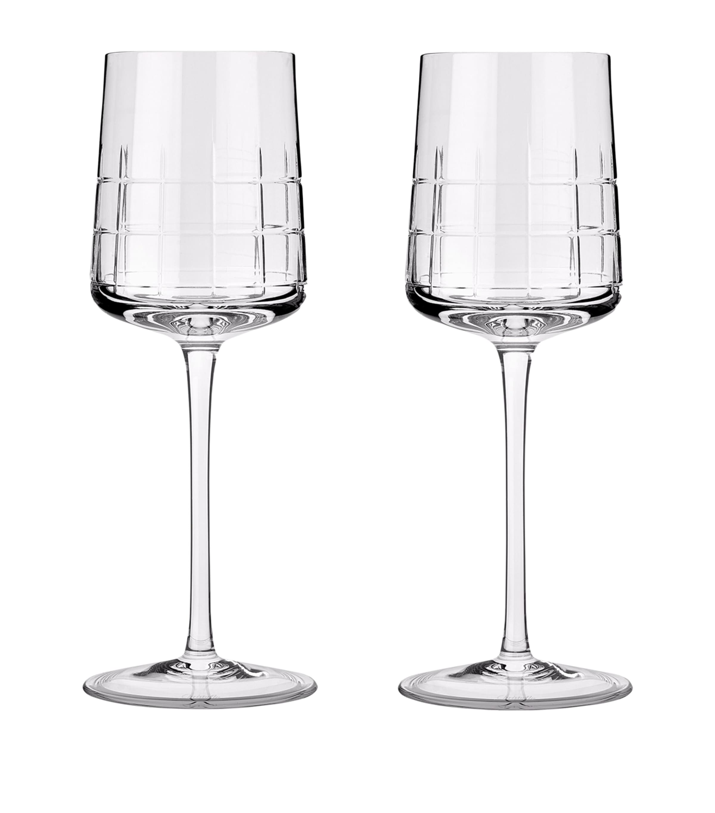 Christofle Graphik Crystal-glass Red Wine Glasses Set Of Two In Silver