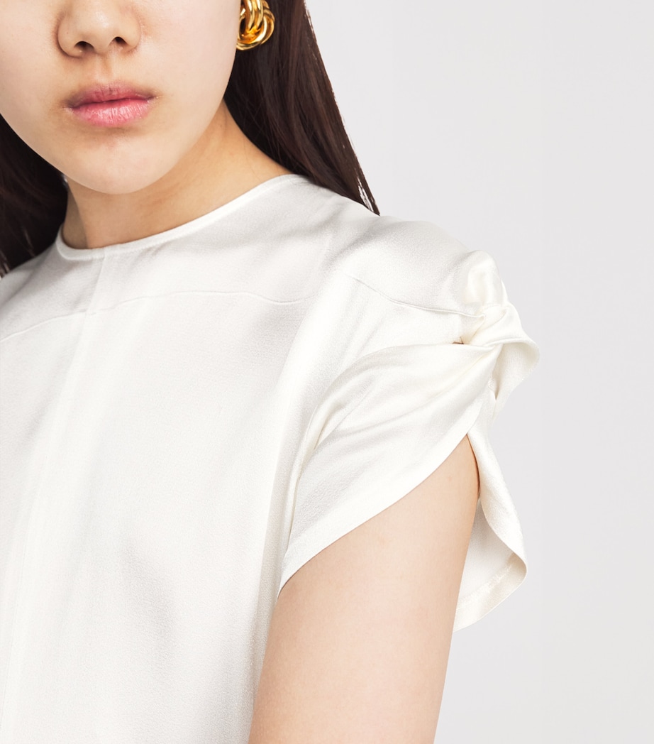 Victoria Beckham Womens Twist Shoulder Midi Dress Ivory Image 3