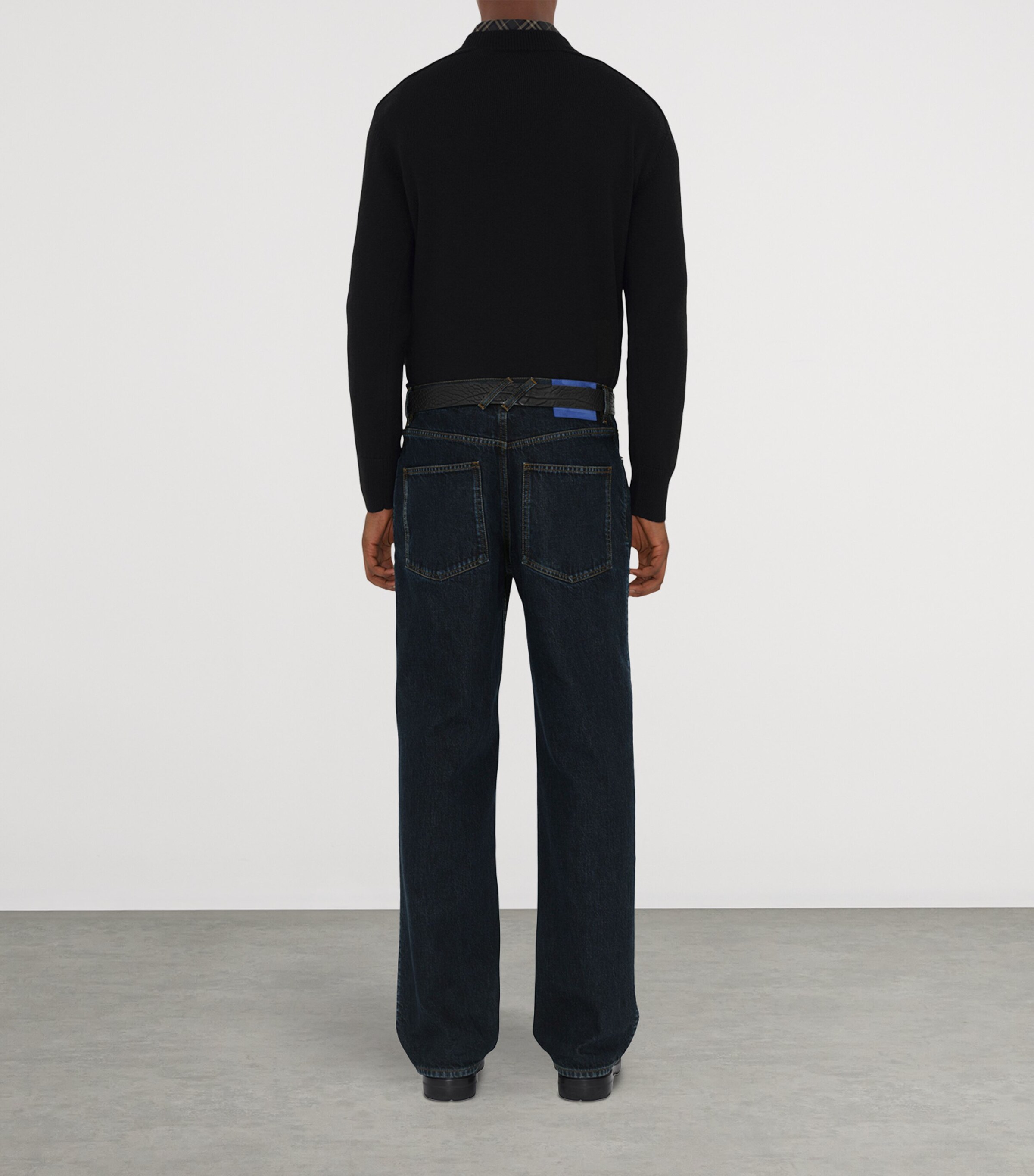 Wool Check-Label Sweater BLACK Image 4