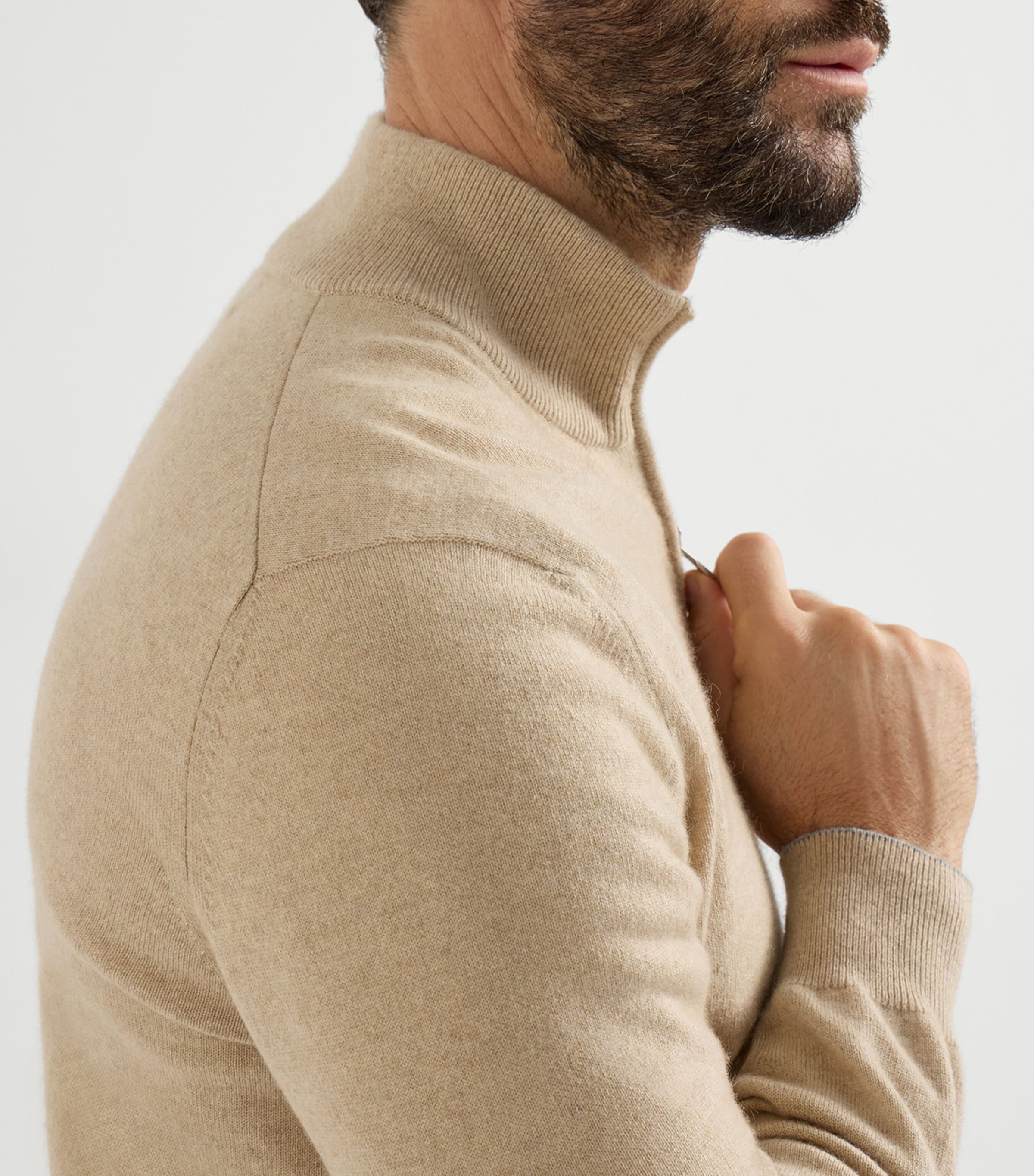 Brunello Cucinelli Mens Cashmere Quarter-Zip Sweater Image 6