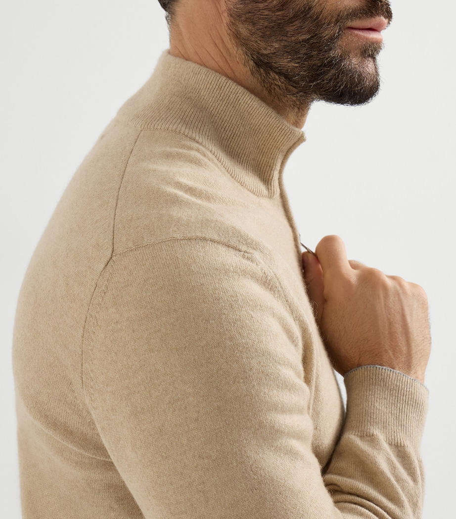 Brunello Cucinelli Mens Cashmere Quarter-Zip Sweater Image 6