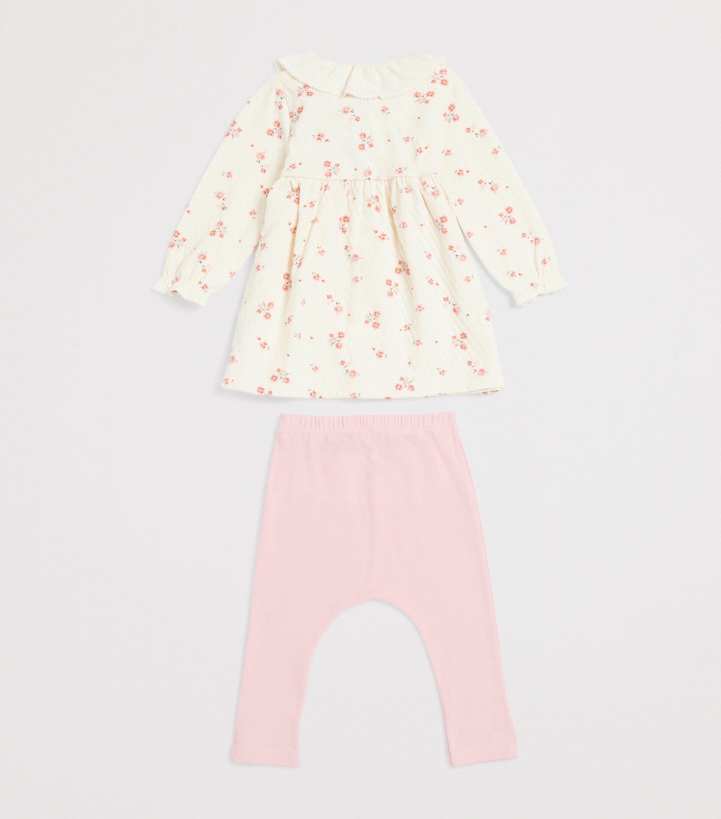 Petit Bateau Cotton Floral Dress and Leggings Set (3-18 Months) Image 2