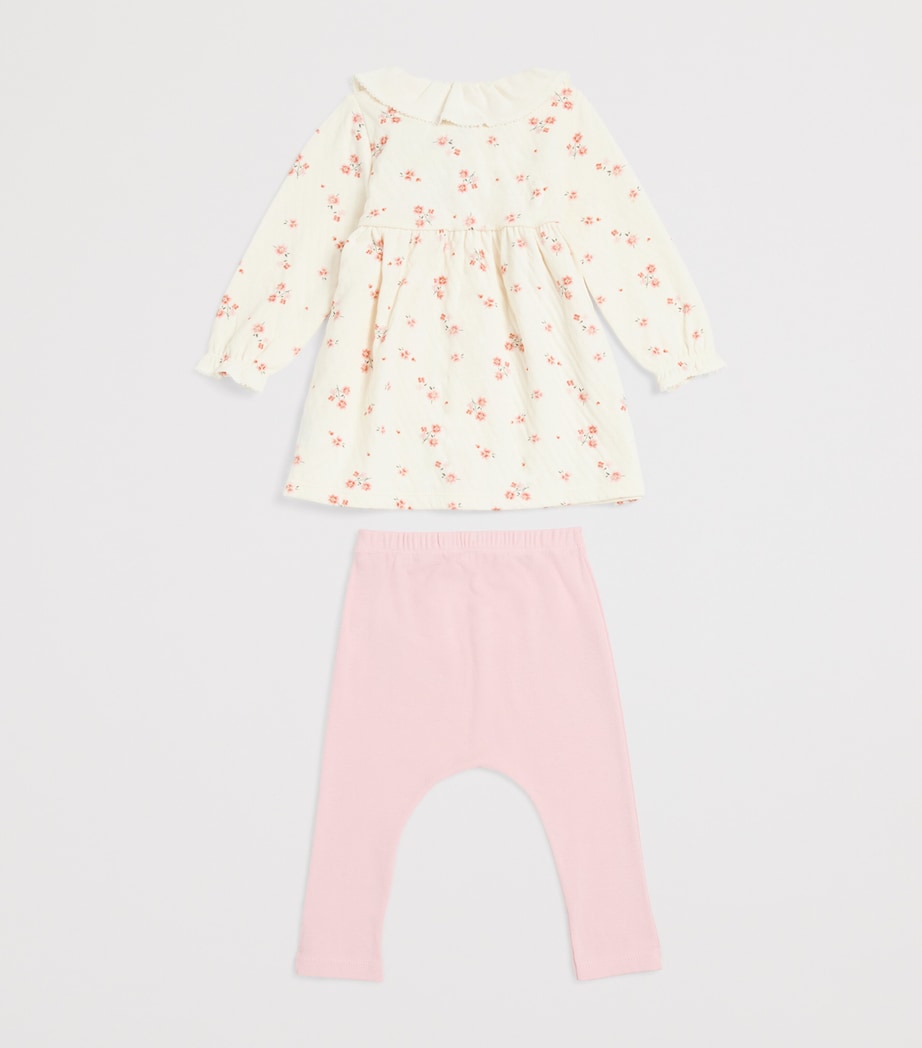 Petit Bateau Cotton Floral Dress and Leggings Set (3-18 Months) Image 2