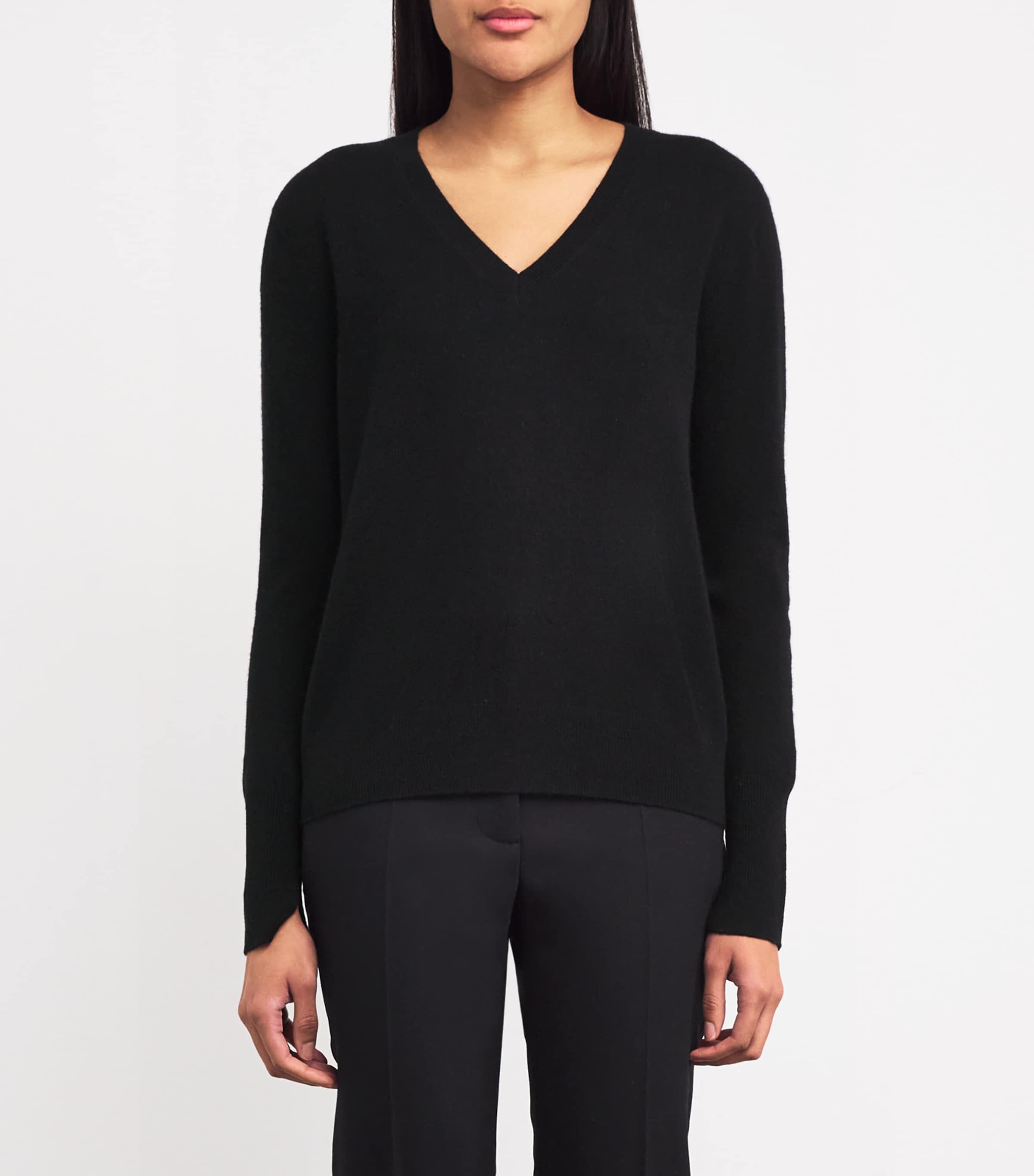 Cashmere V-Neck Sweater BLACK Image 3