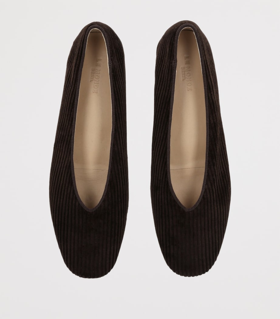 Corduroy Regency Ballet Flats DARK BROWN Image 4