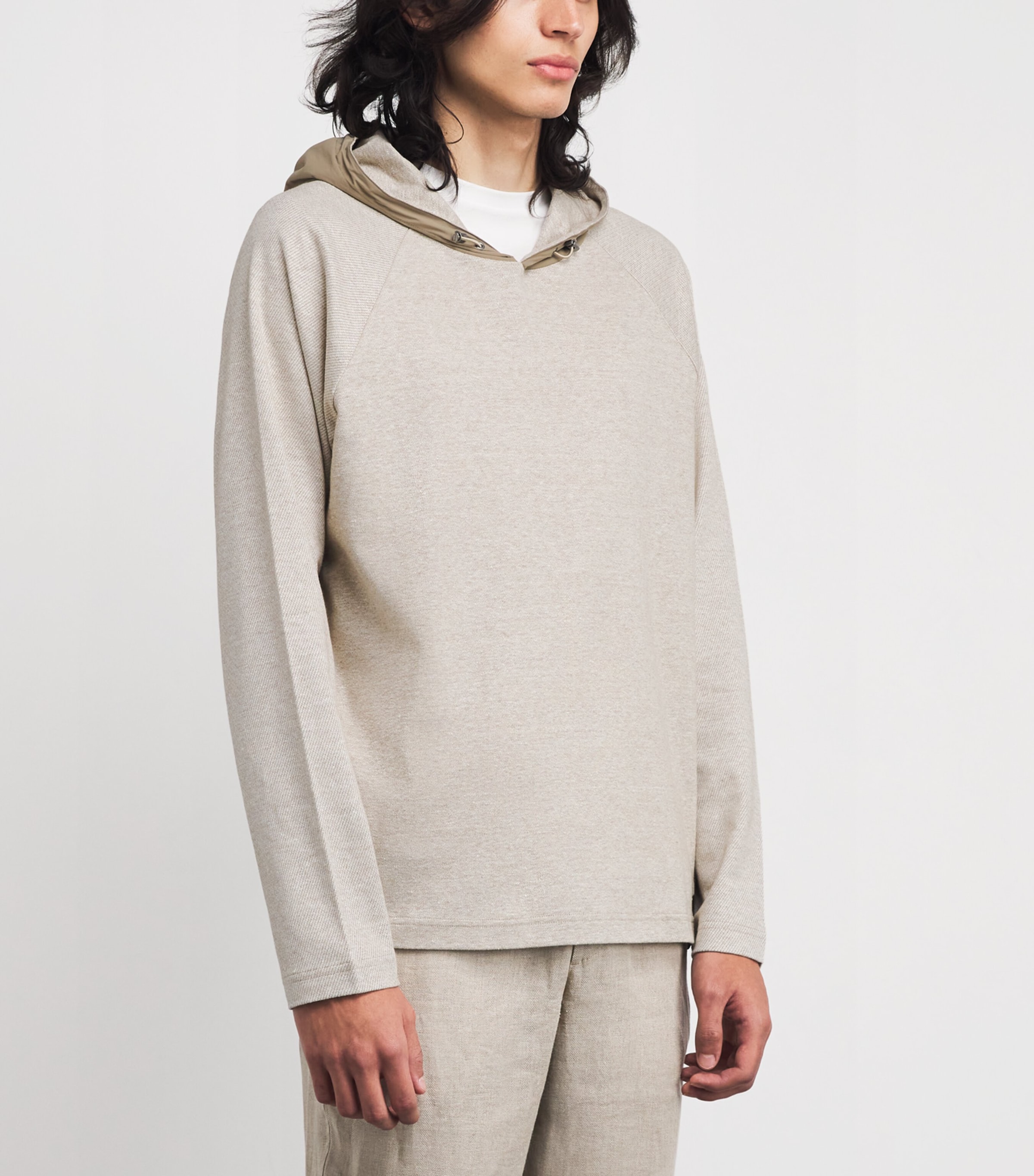 Wool-Cotton Raglan Hoodie X34 DRIFTWOOD Image 3