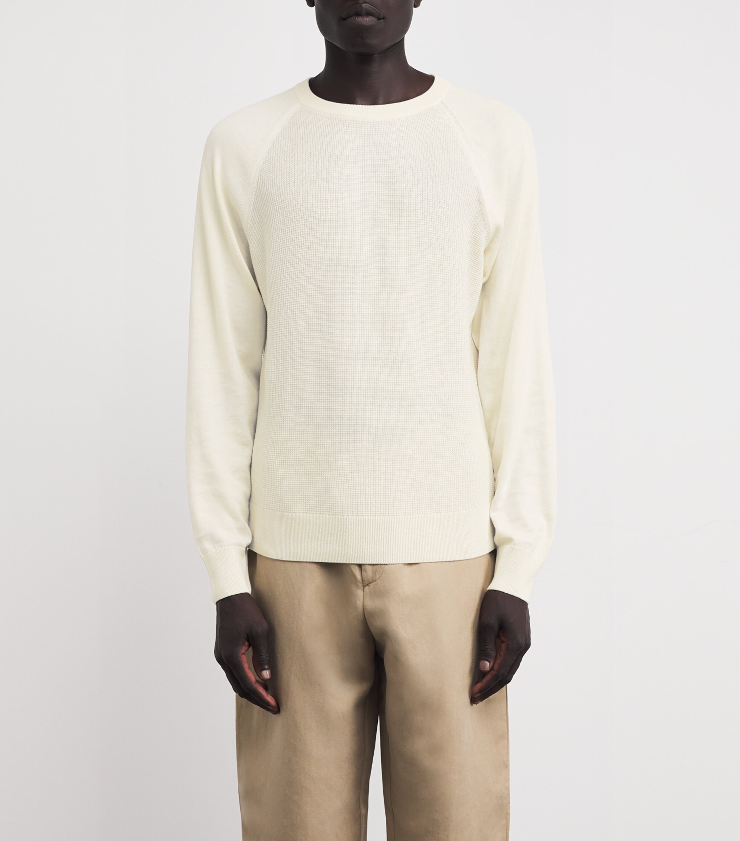 Canali Mens Cotton-Silk Sweater White Image 3