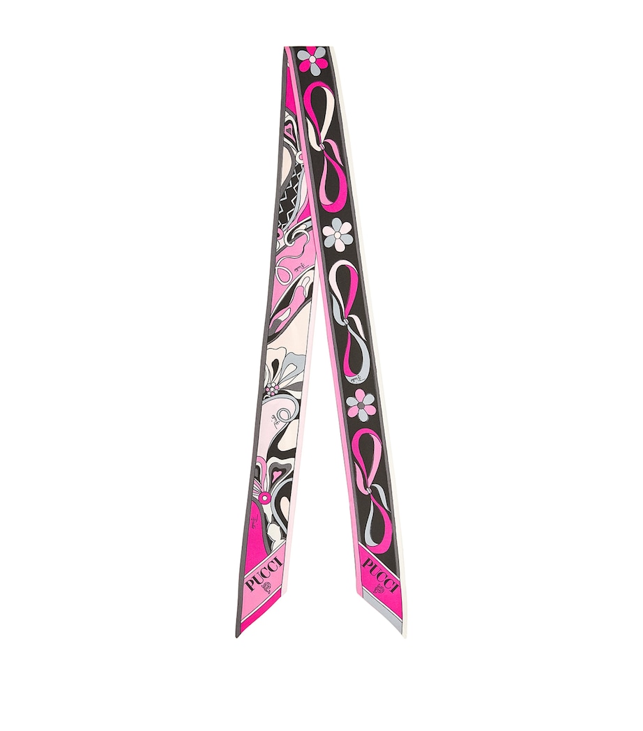 Silk Fiocchetti Print Scarf 001 NERO/FUXIA Image 1