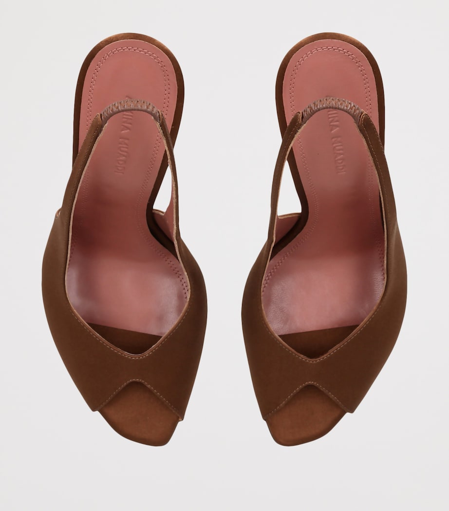 Amina Muaddi Satin Kristina Slingback Sandals 105 Brown Image 2