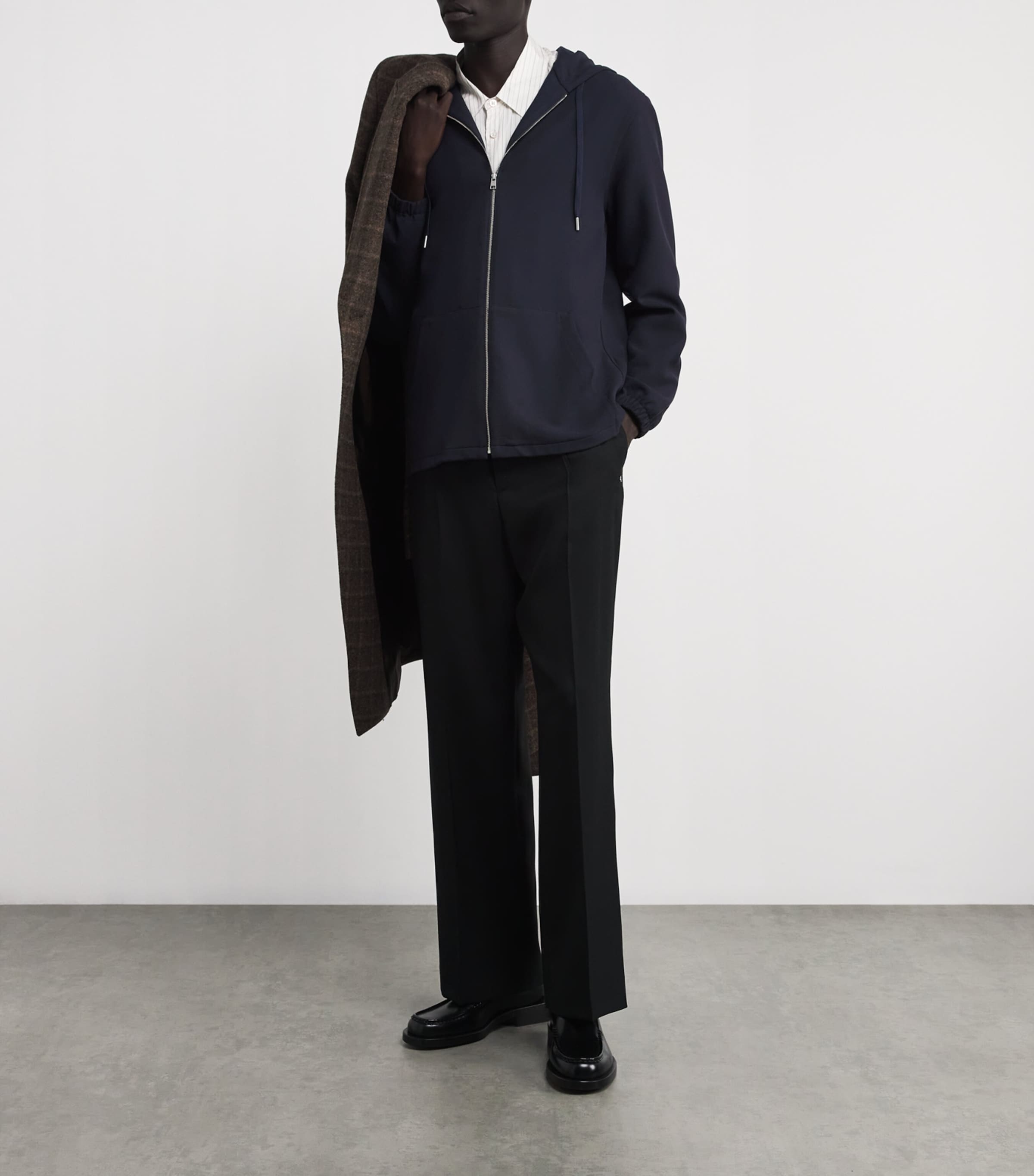 Zip-Up Hoodie NAVY BLUE Image 2