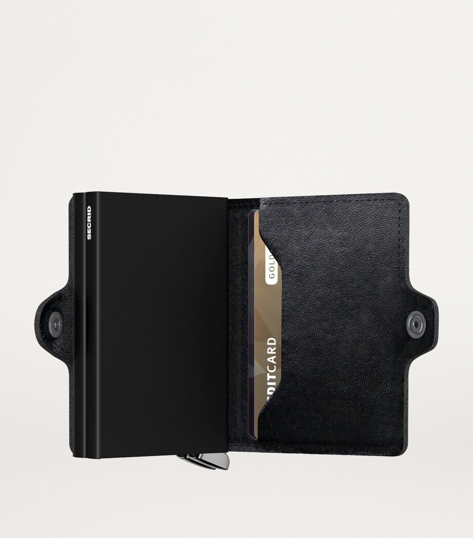Leather Embossed Lines Twinwallet BLACK Image 5