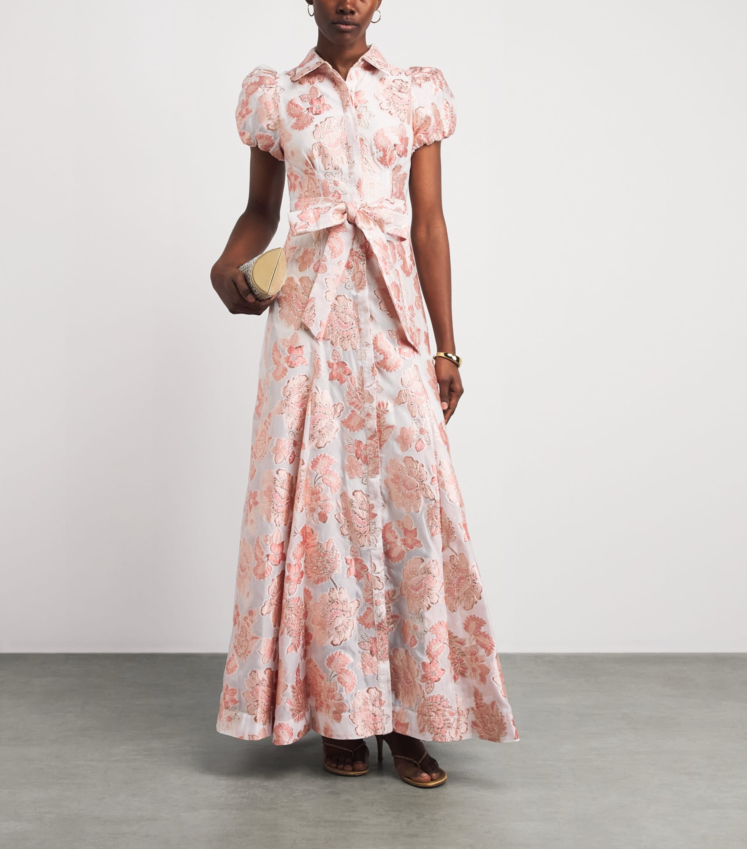 Alice+Olivia Womens Floral Jacquard Henrietta Maxi Dress English Rose Image 2
