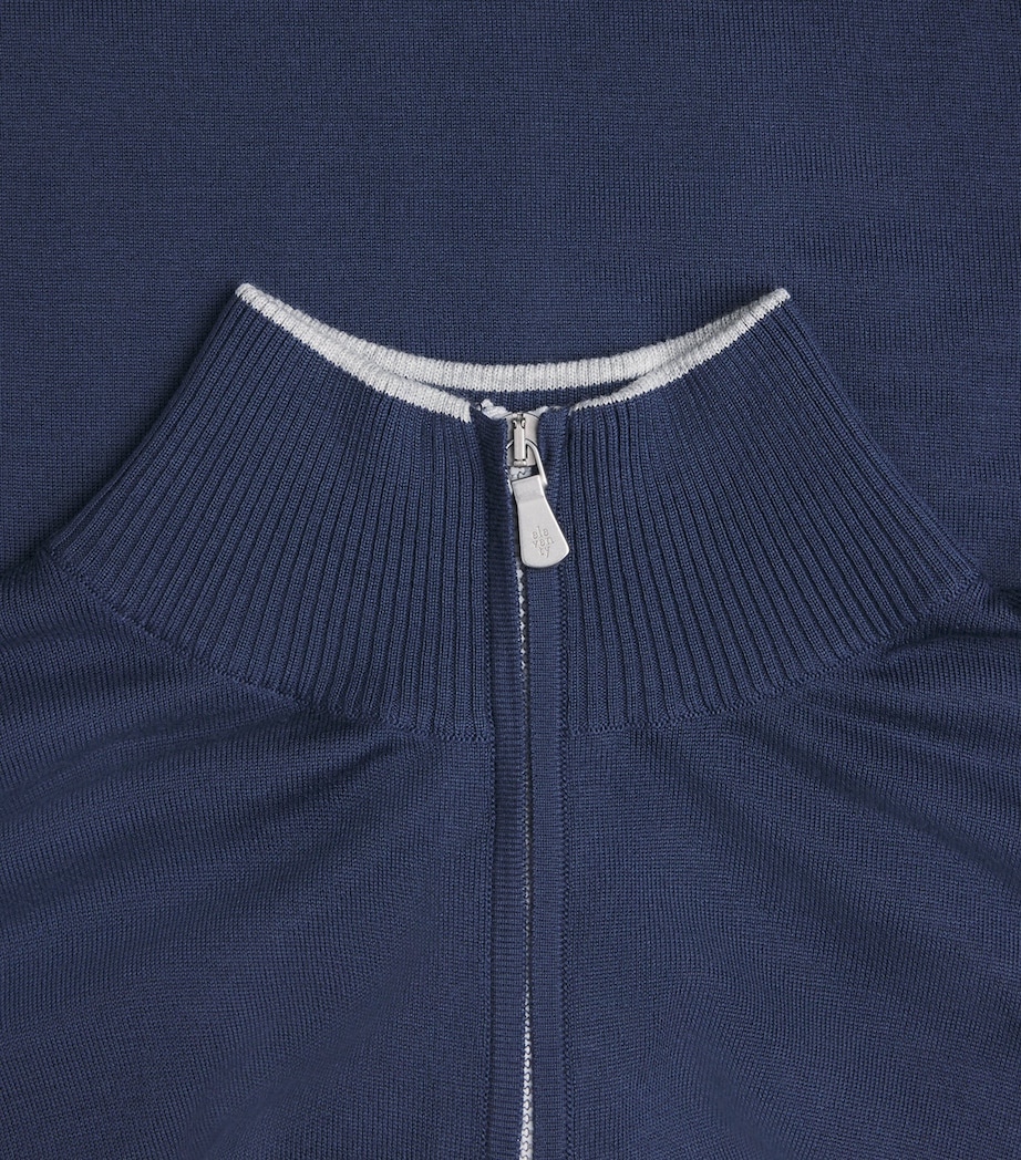 Eleventy Mens Merino Wool Double-Zip Cardigan Blu Royal, Gr. Chiar Image 6