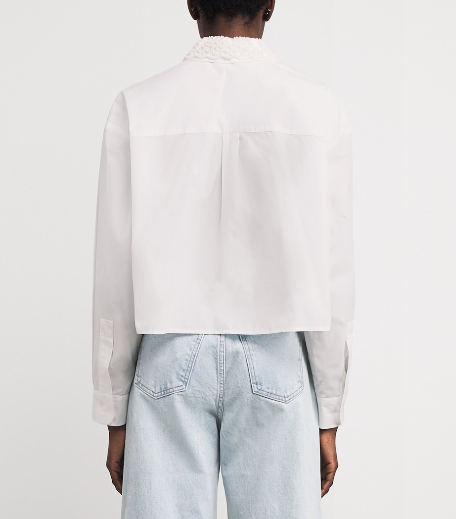 Cotton Embroidered Cropped Shirt WHITE Image 4