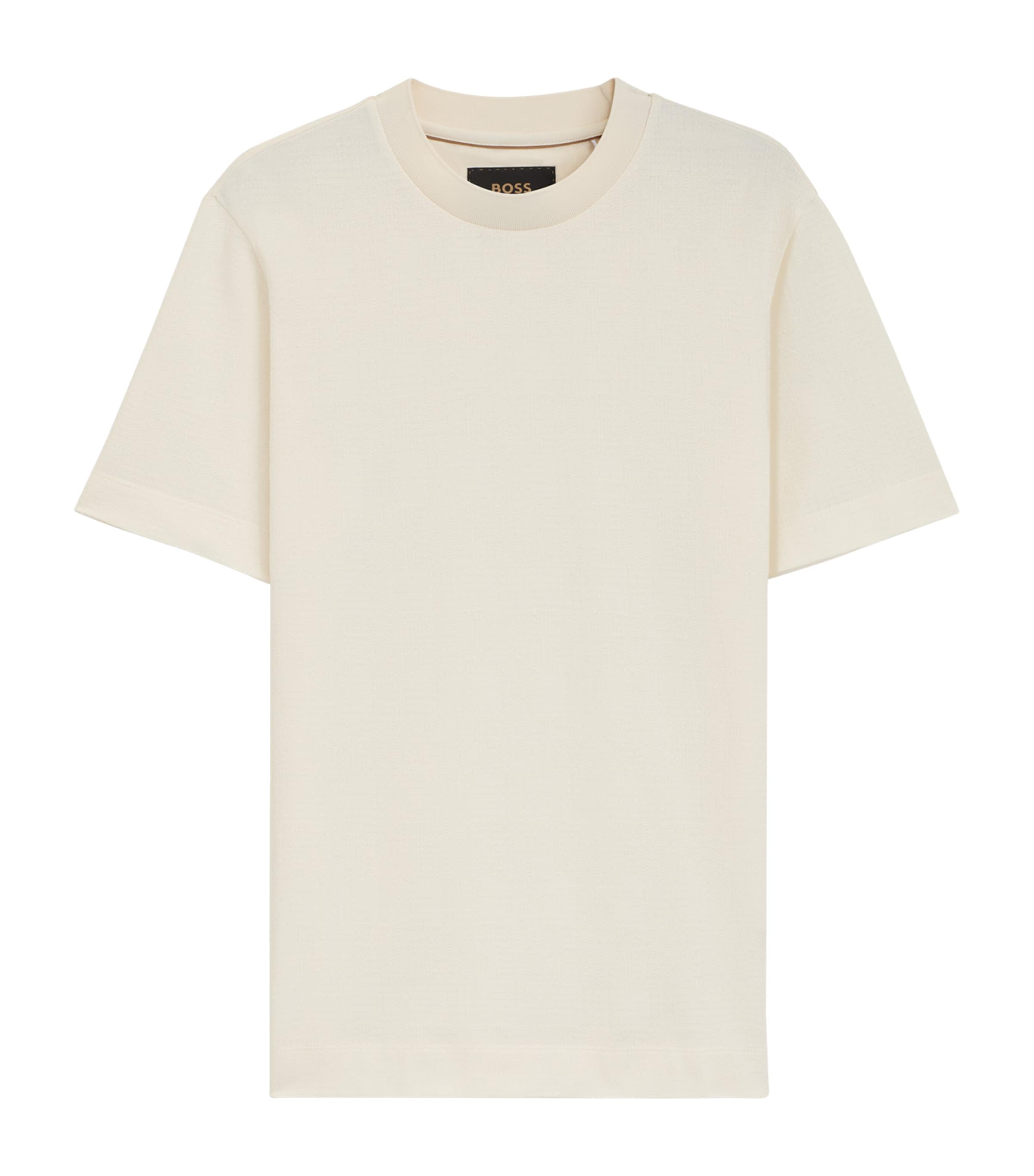 Hugo Boss Cotton-silk T-shirt With Prince Of Wales Check In White