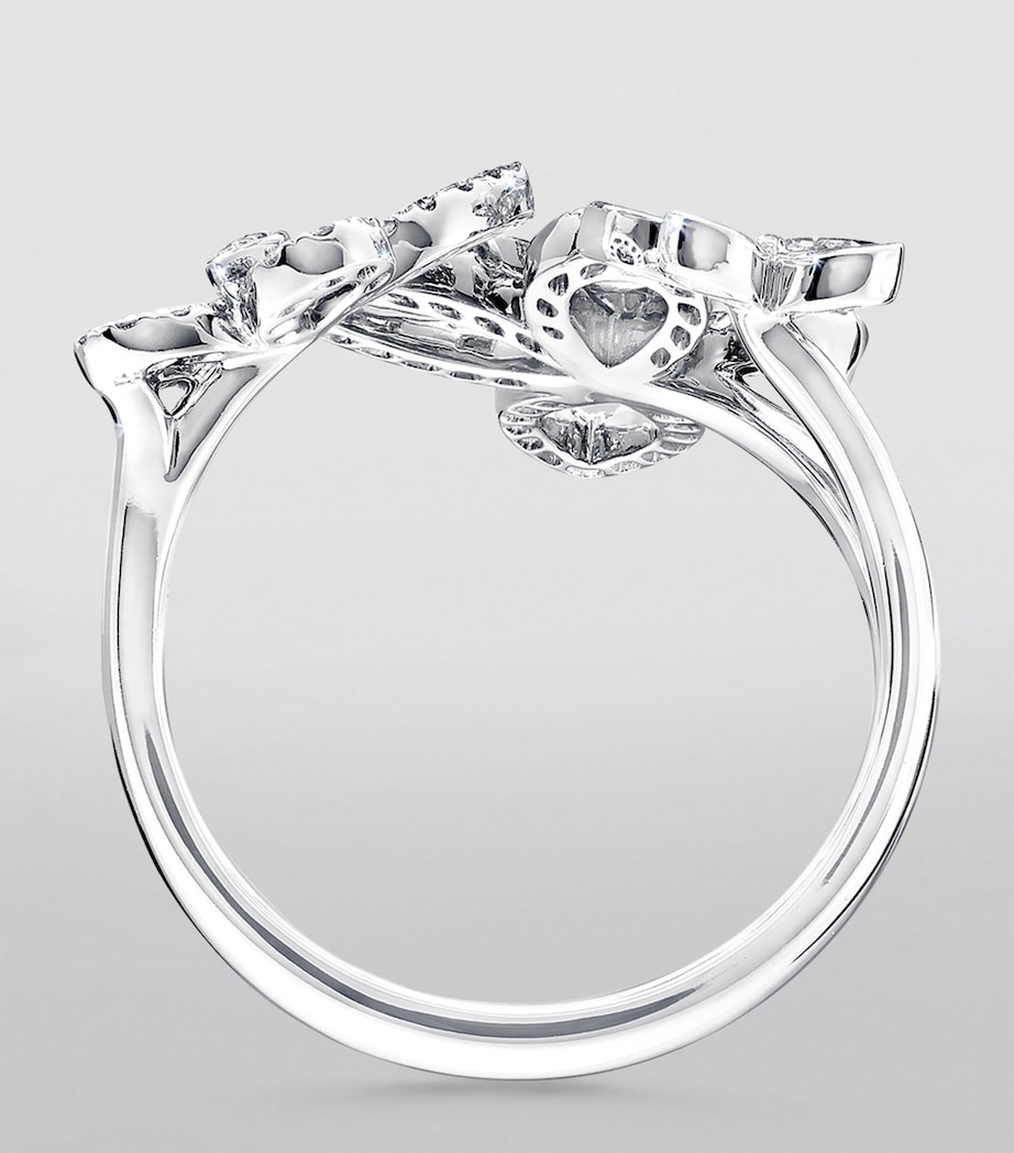 White Gold and Diamond Butterfly Ring (One Size) WHITE GOLD Image 2