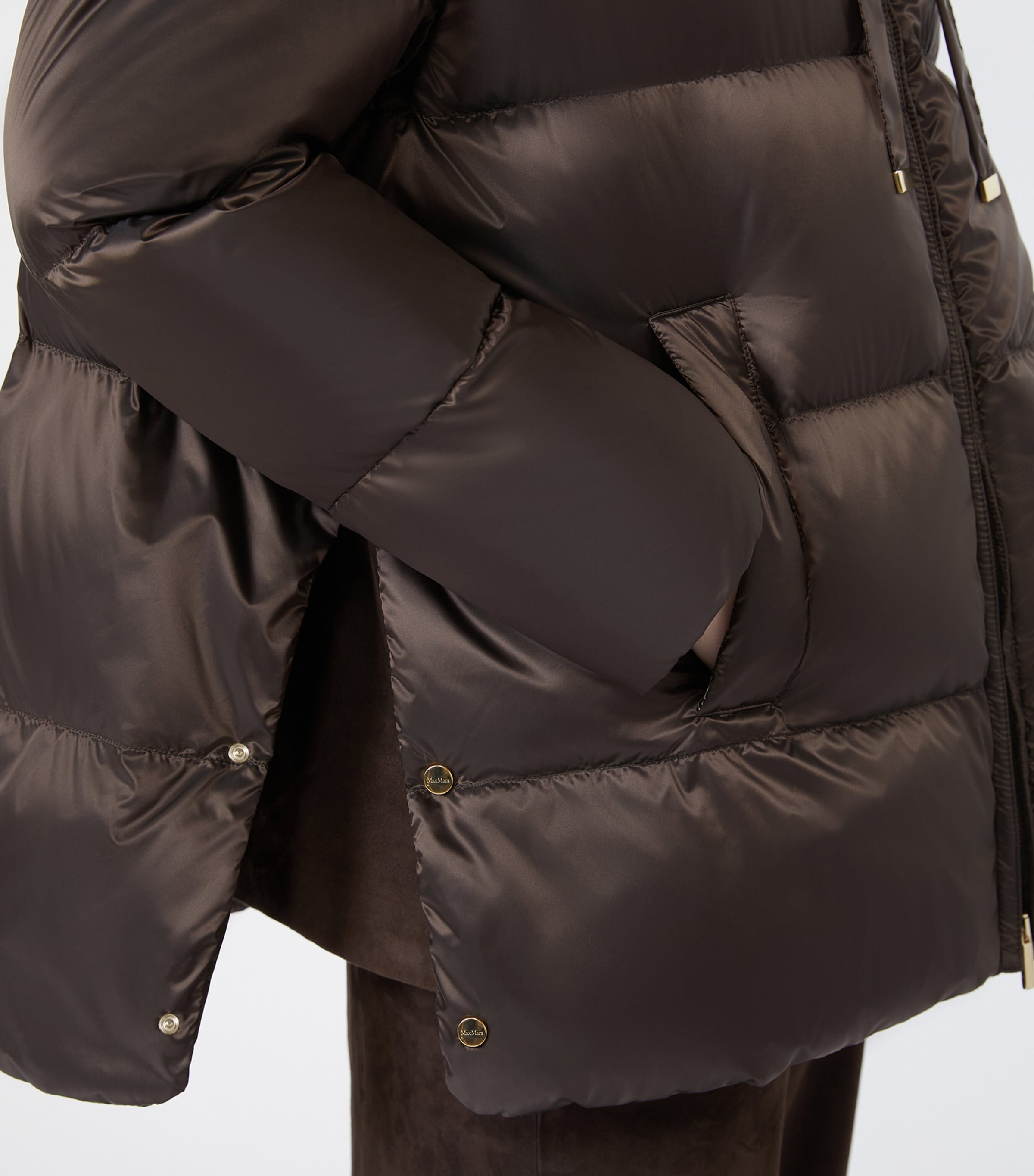 Max Mara Womens Hooded Puffer Jacket Dark Brown Image 5