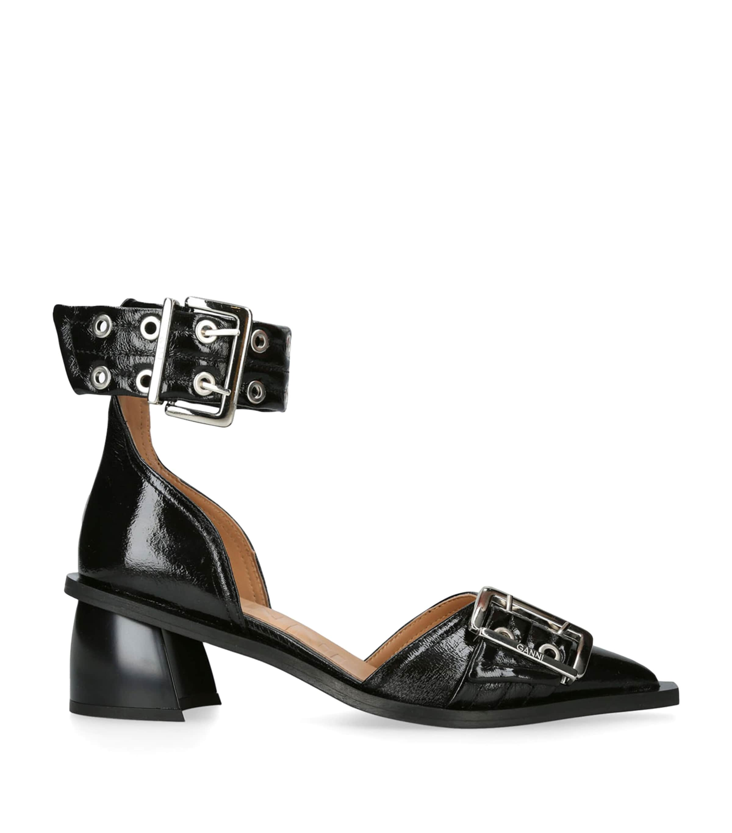 Ganni Chunky Buckle Pumps 50 In Black